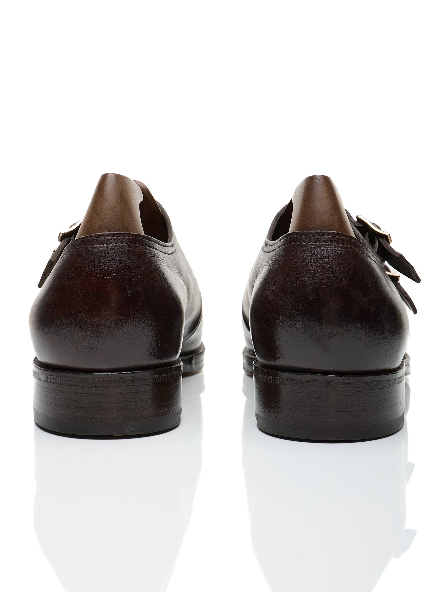 JOHN LOBB "Hayes" Dark Brown Leather Double Monk Apron Shoes