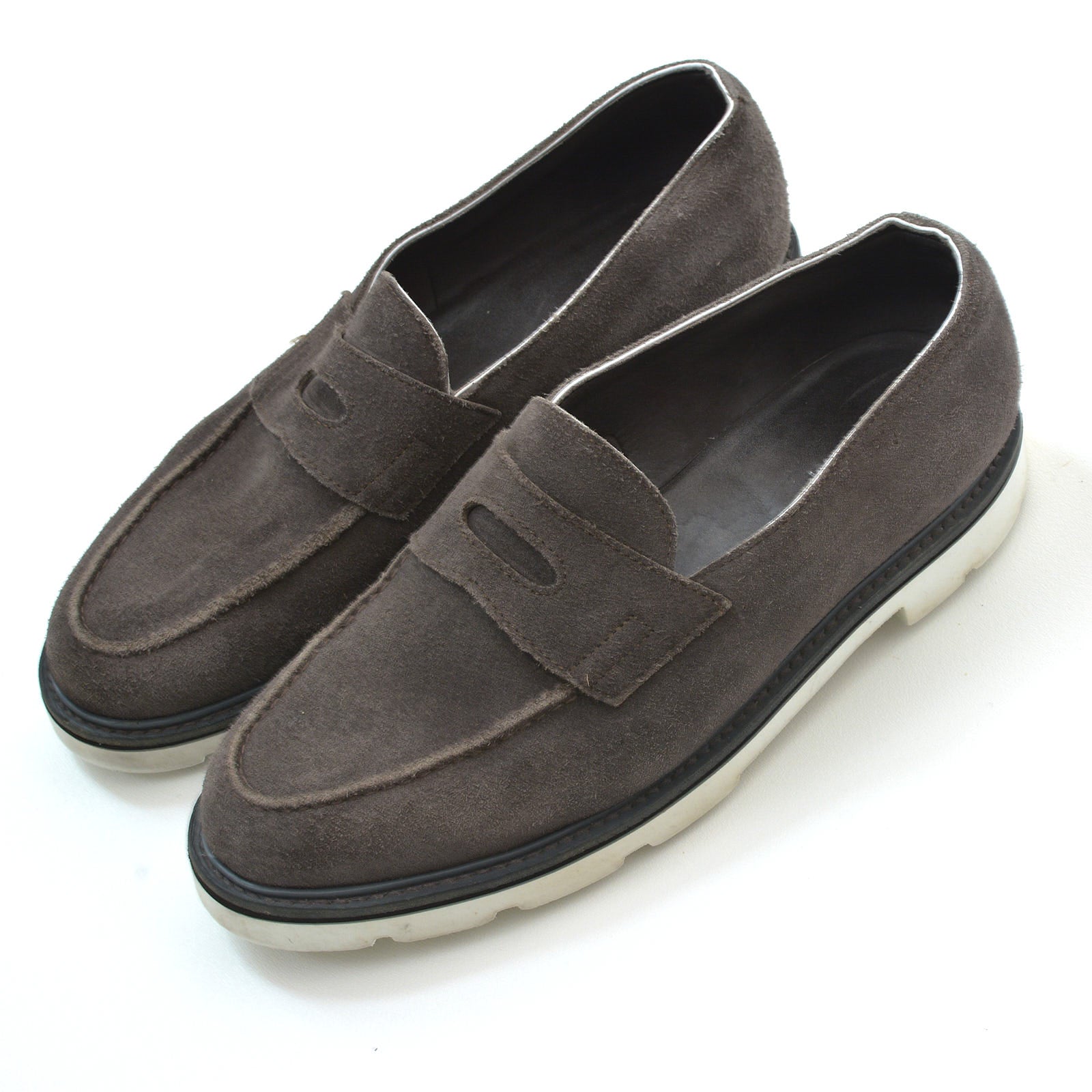 JOHN LOBB "Lopez" Gray Suede Leather Penny Loafer Shoes UK 8.5E US 9.5 JOHN LOBB