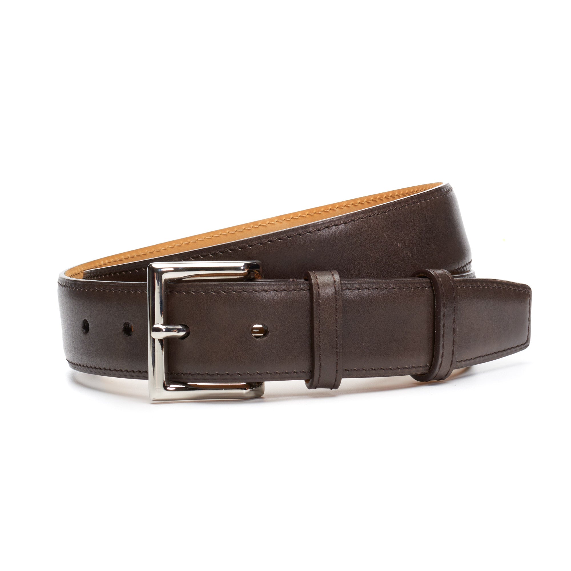 JOHN LOBB "Square 022" Handmade Brown Calf Leather Belt 90cm 35"