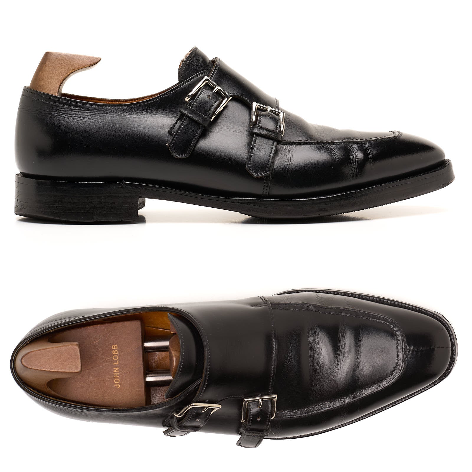 JOHN LOBB "Vintage 2000" Fulham Black Double Monk Shoes UK 9 E US 10