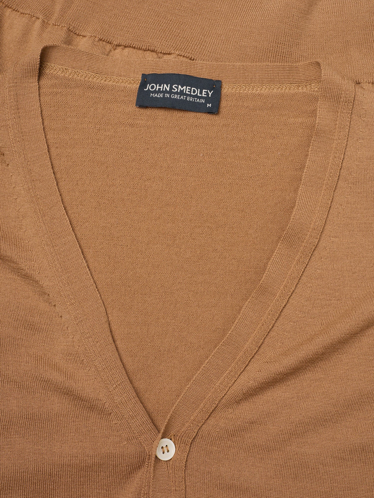 JOHN SMEDLEY Brown Merino Wool Cardigan Sweater UK Made