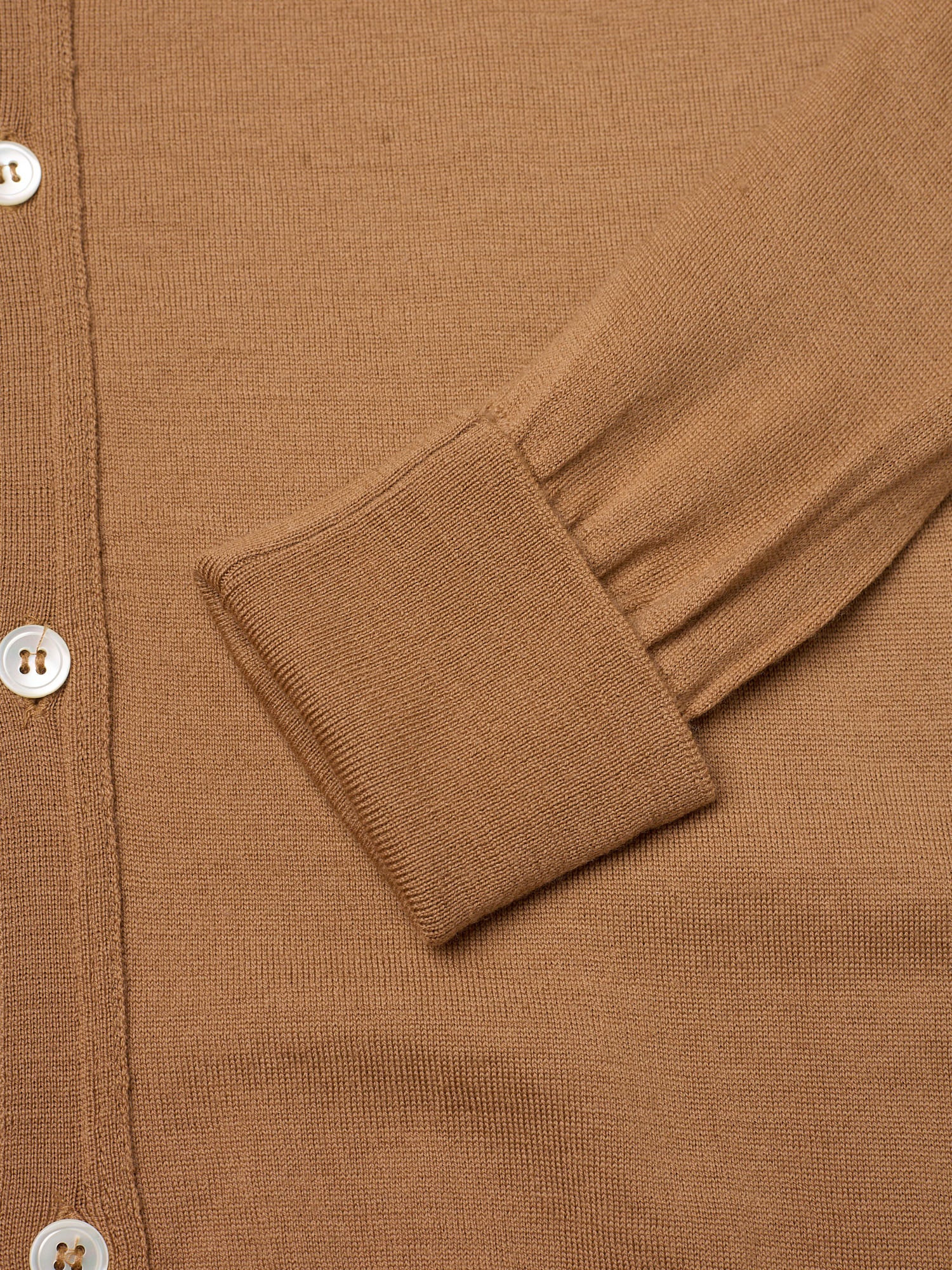 JOHN SMEDLEY Brown Merino Wool Cardigan Sweater UK Made