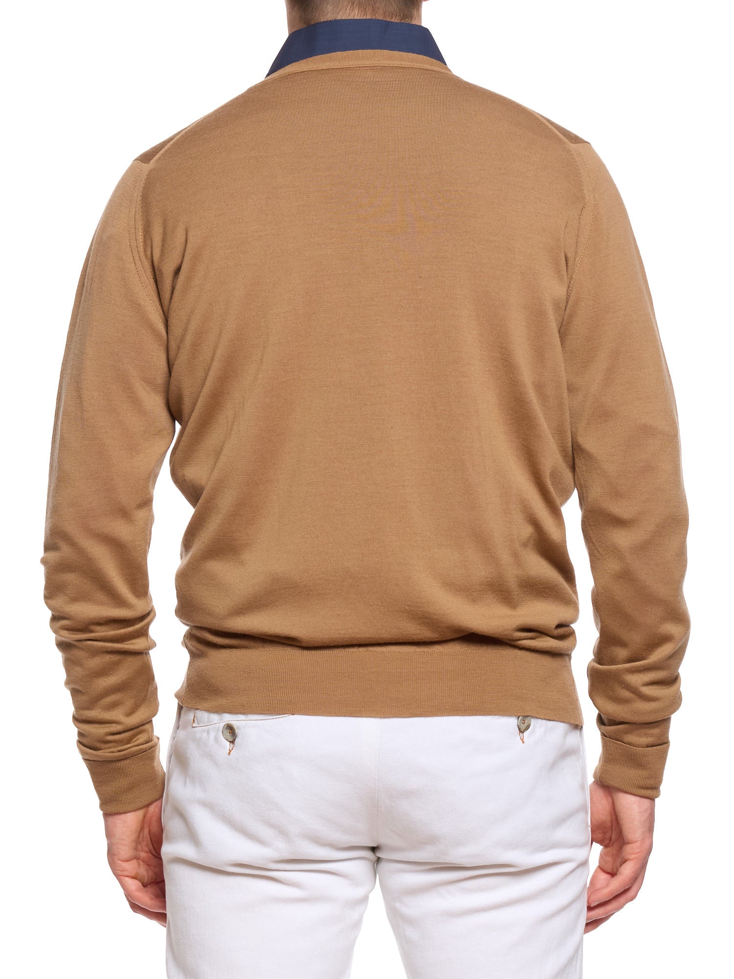 JOHN SMEDLEY Brown Merino Wool Cardigan Sweater UK Made