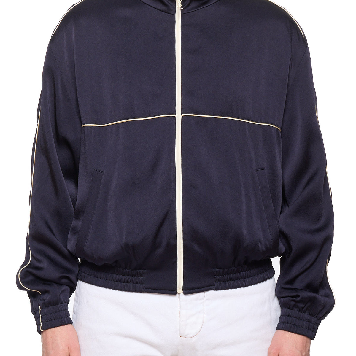 SAINT LAURENT Paris Navy Zip-Up Track Jacket