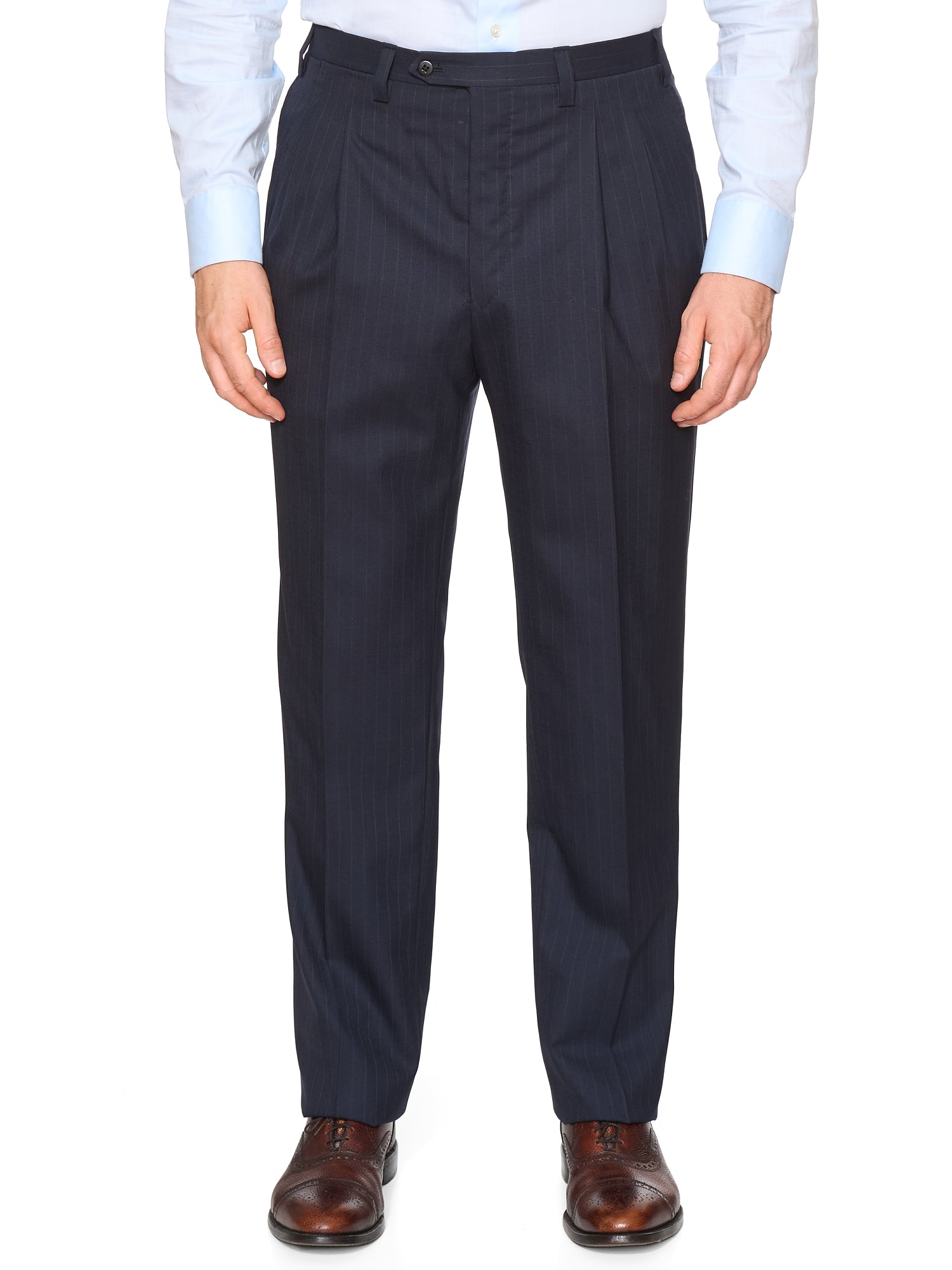 KITON Napoli Handmade Blue Pinstripe Wool Suit
