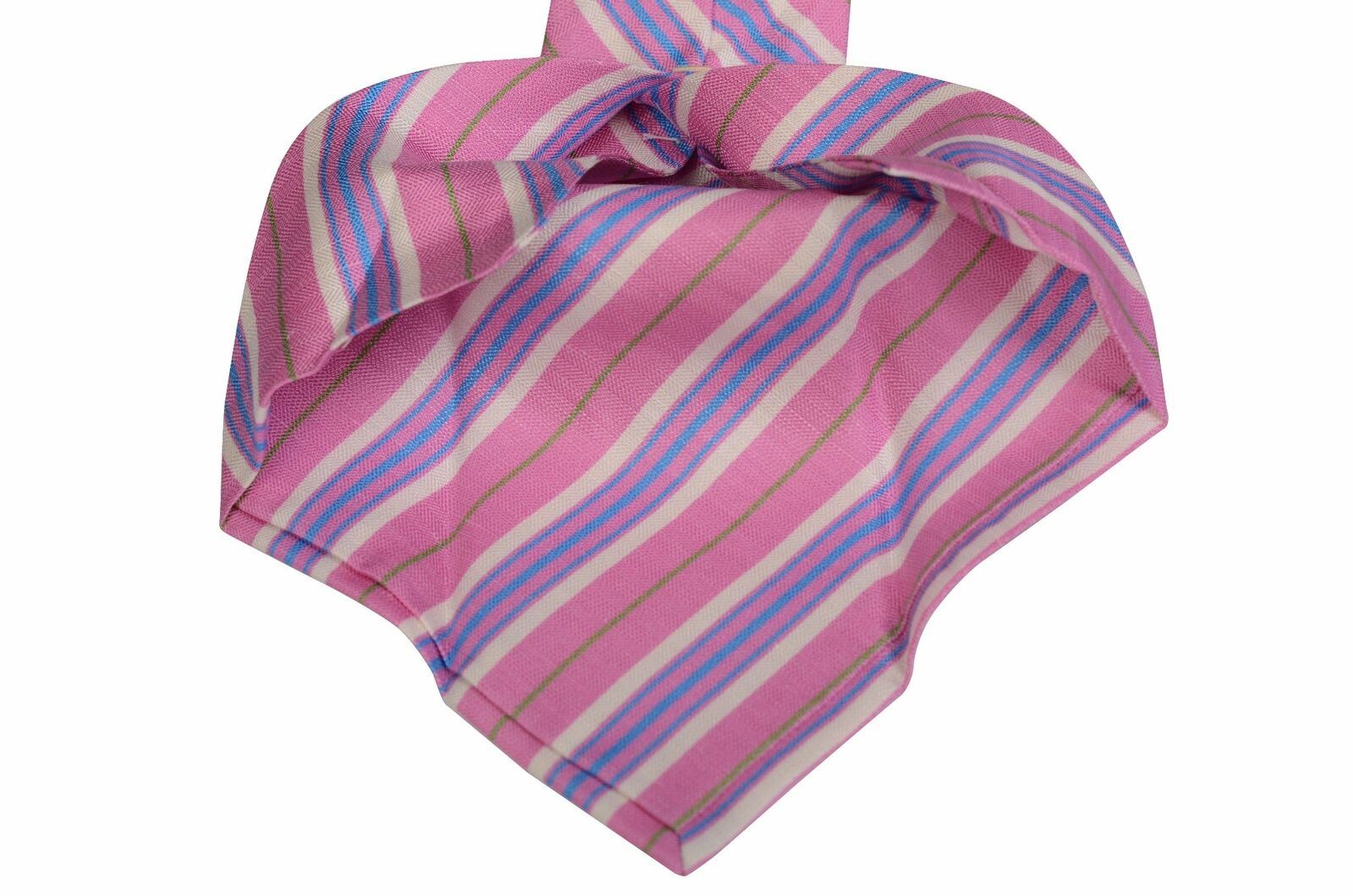 KITON Napoli Hand-Made Seven Fold Pink Diagonal Striped Silk Tie NEW