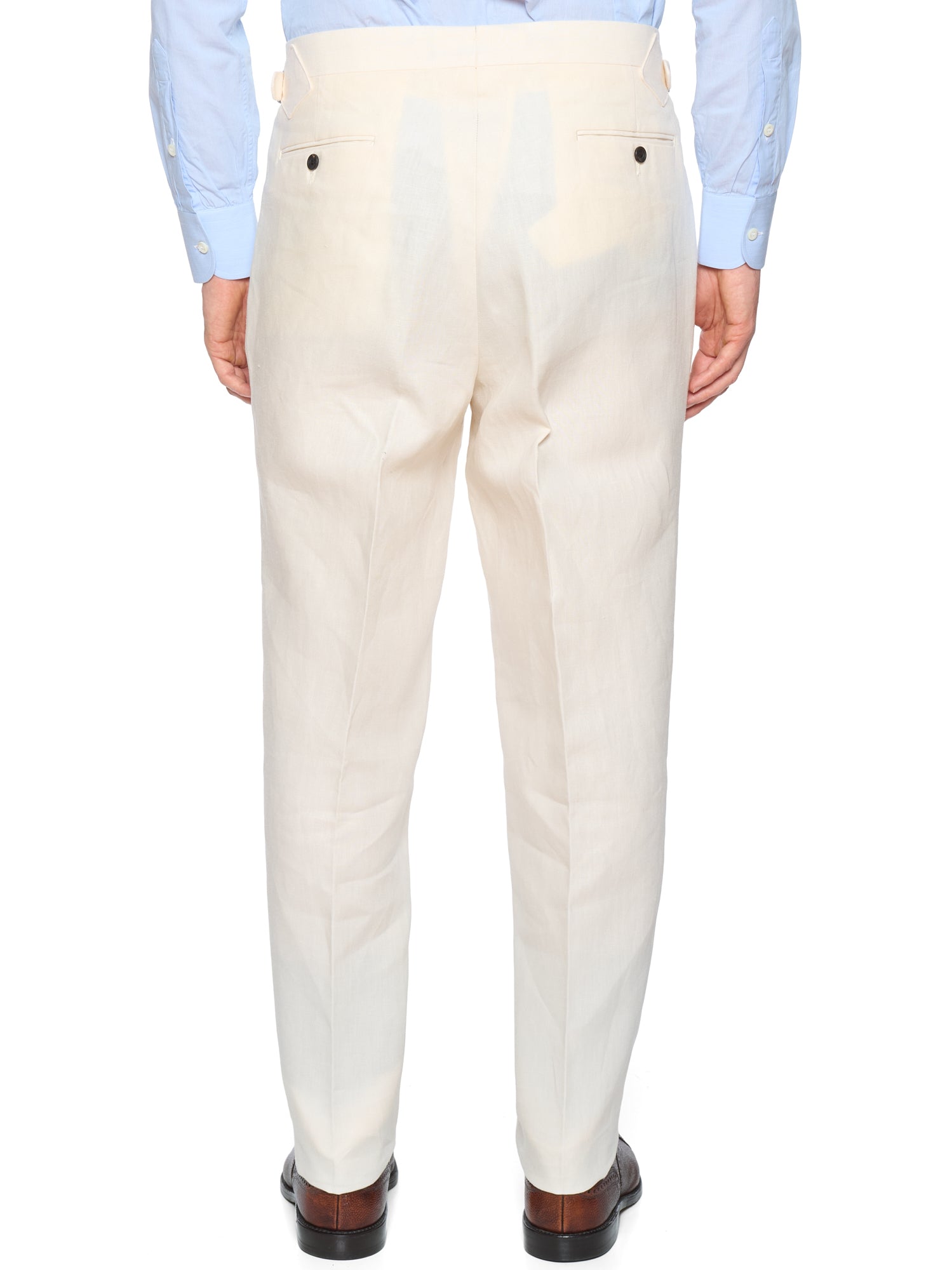 KIT BLAKE "Grant" Off-White Linen Pleated Trousers