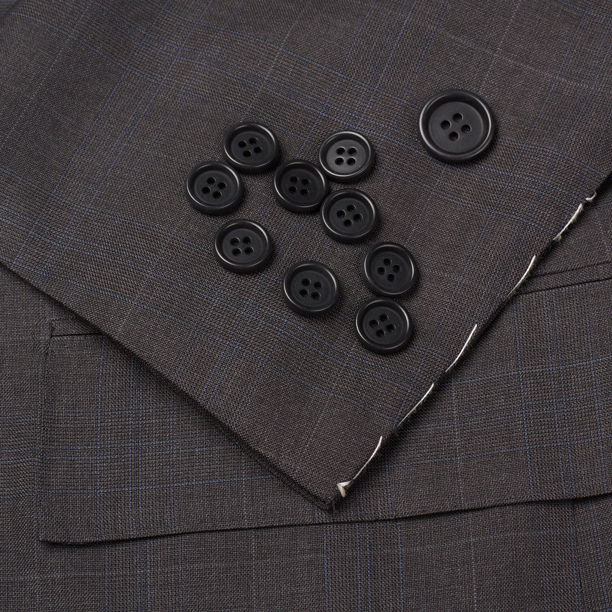 KITON Blanc Blu Handmade Gray Plaid Wool Super 180's 14 Micron Suit EU 48 NEW US 38 KITON