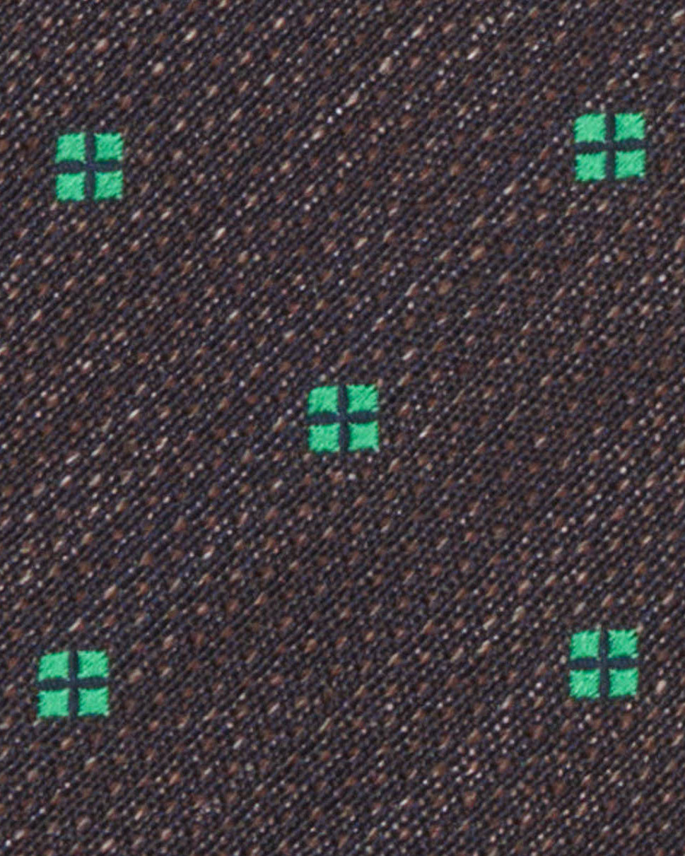 KITON Dark Blue-Green Medallion Seven Fold Silk Tie NEW