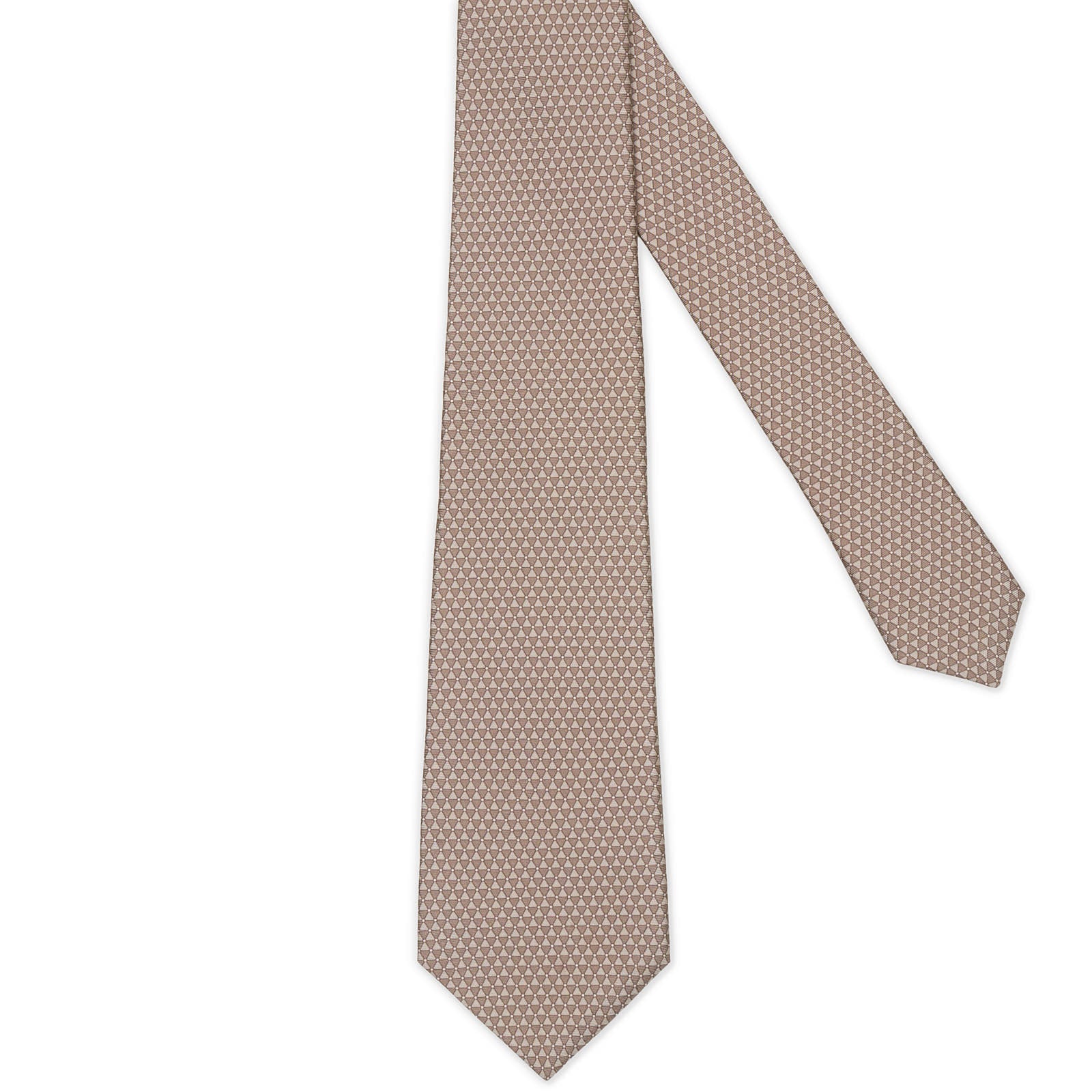 KITON Gray Geometric Seven Fold Silk Tie NEW