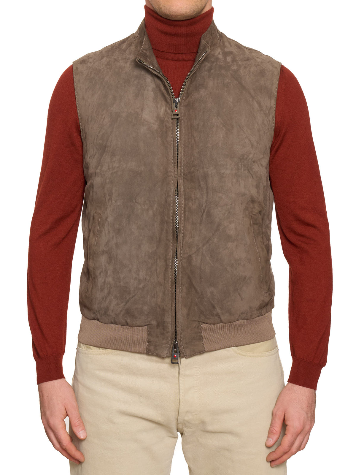KITON KIRED Brown Suede Leather Vest