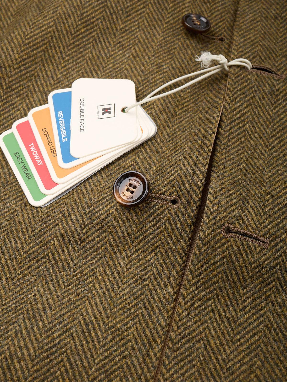 KITON KIRED Herringbone Donegal Wool-Rain Proof Double Face Balmacaan Coat