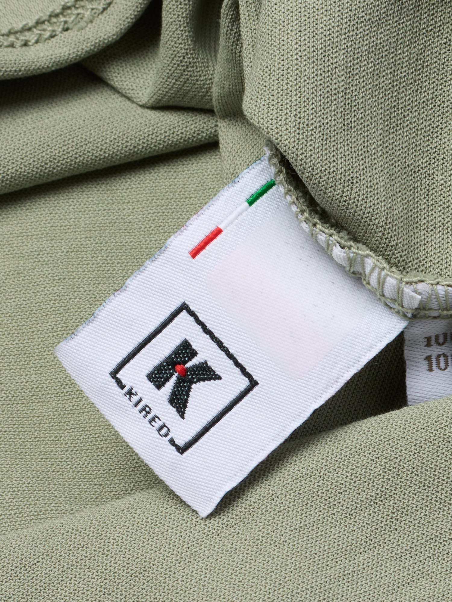 KITON KIRED "Bacio" Sage Green Exclusive Crepe Cotton Short Sleeve T-Shirt