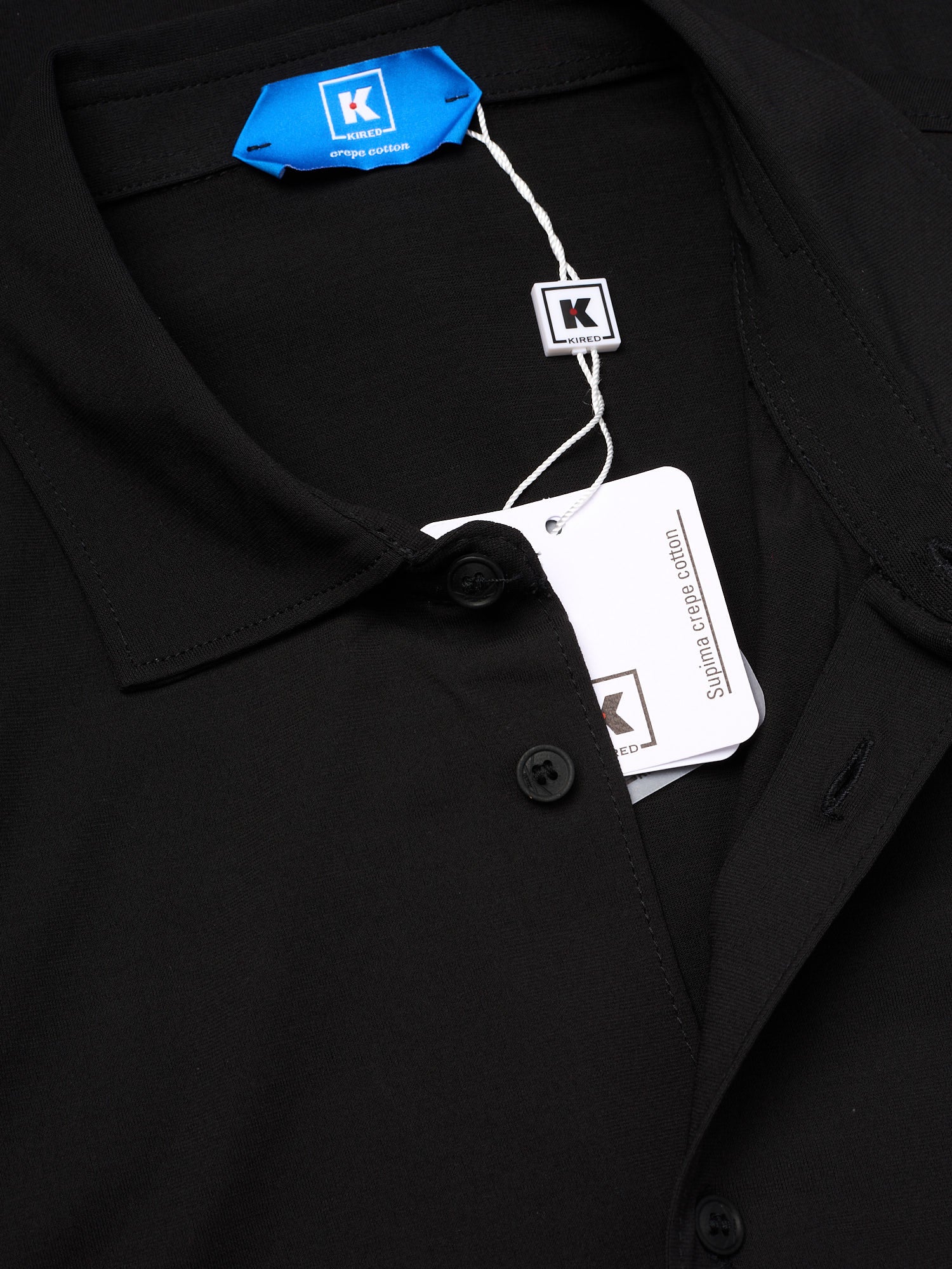 KITON KIRED "Capri" Black Exclusive Crepe Cotton Long Sleeve Shirt