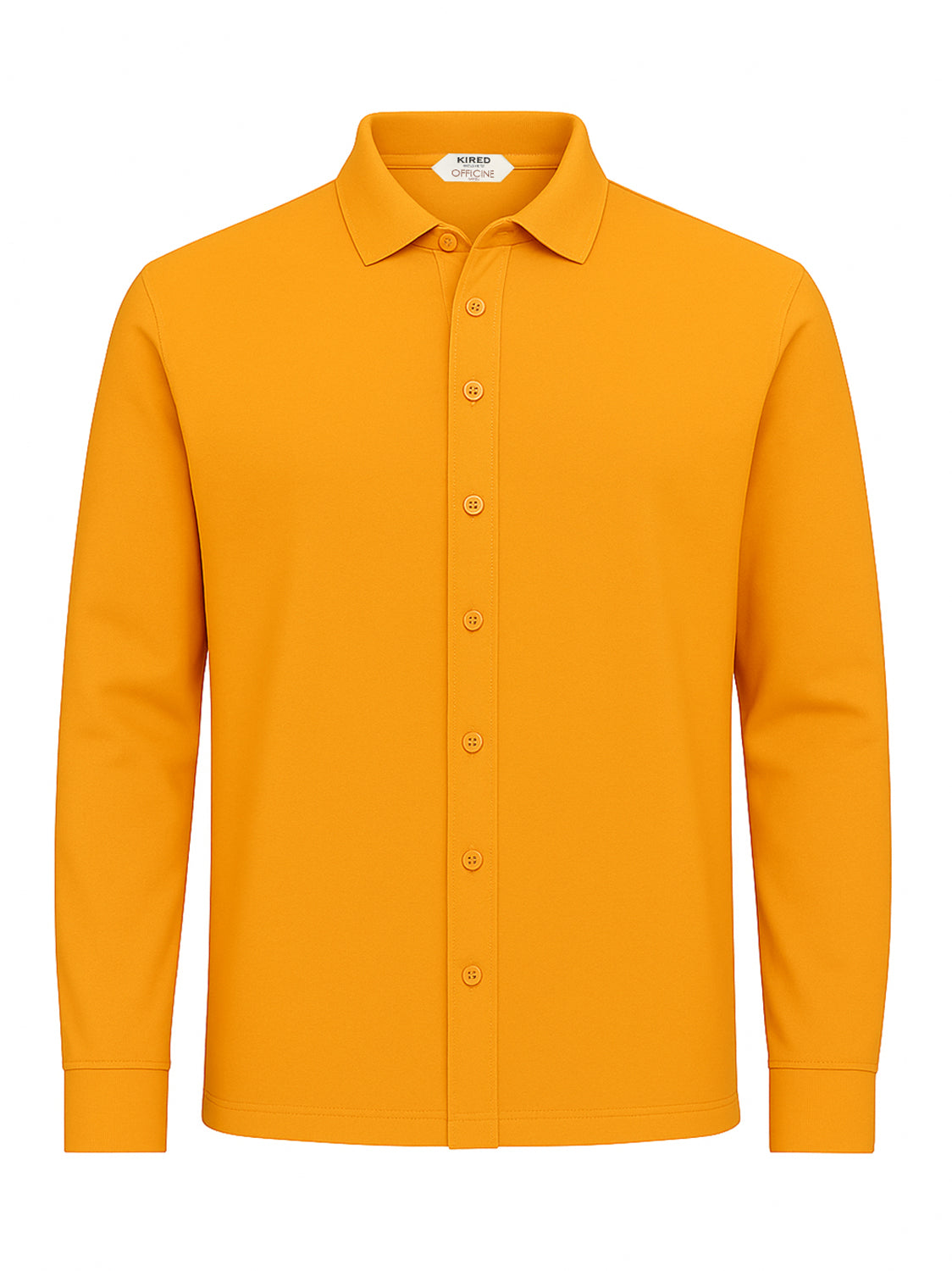 KITON KIRED "Capri" Orange Crepe Cotton Long Sleeve Shirt