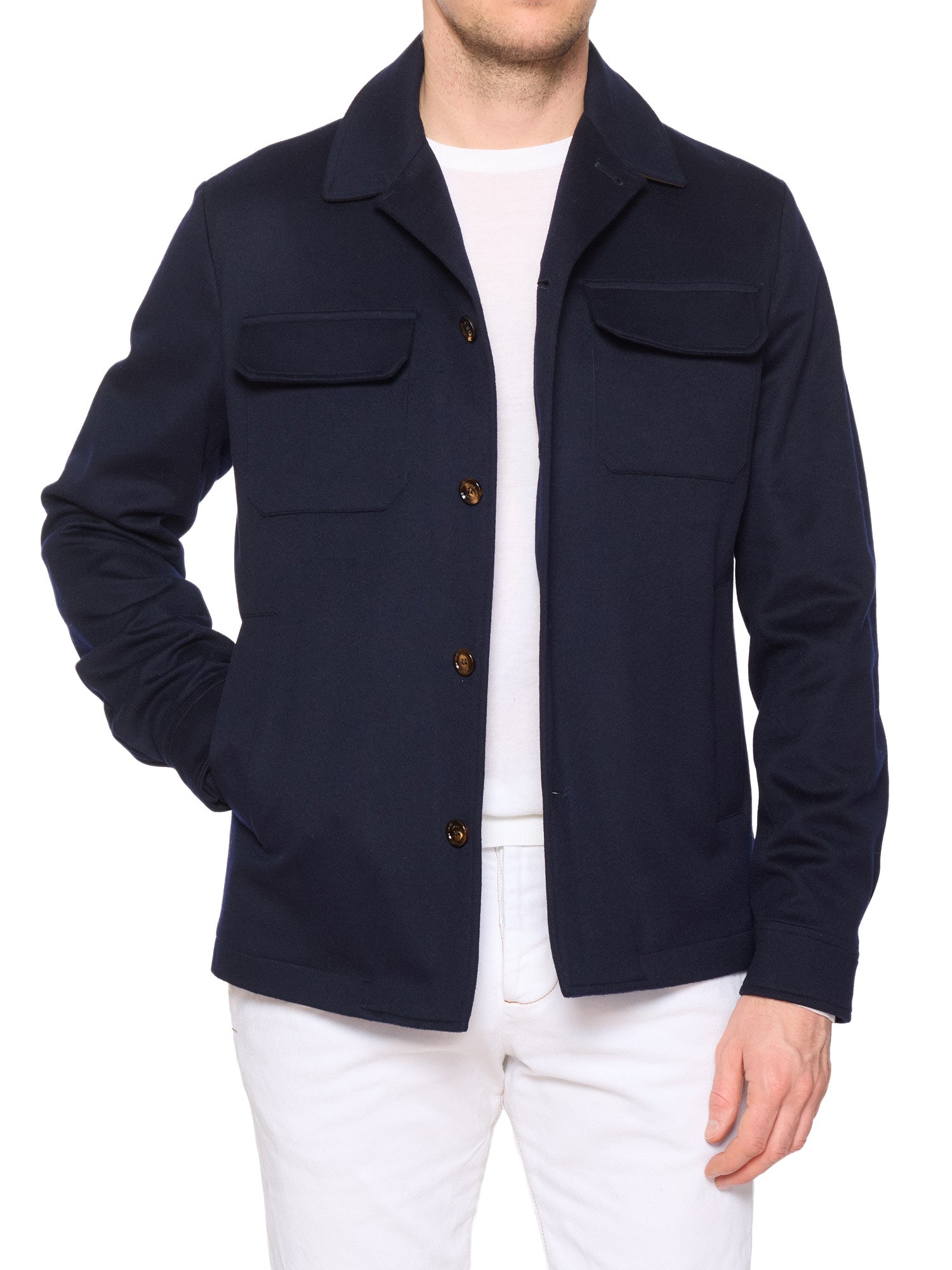 KITON KIRED "Furat" Navy Virgin Wool Utility Jacket Climatek