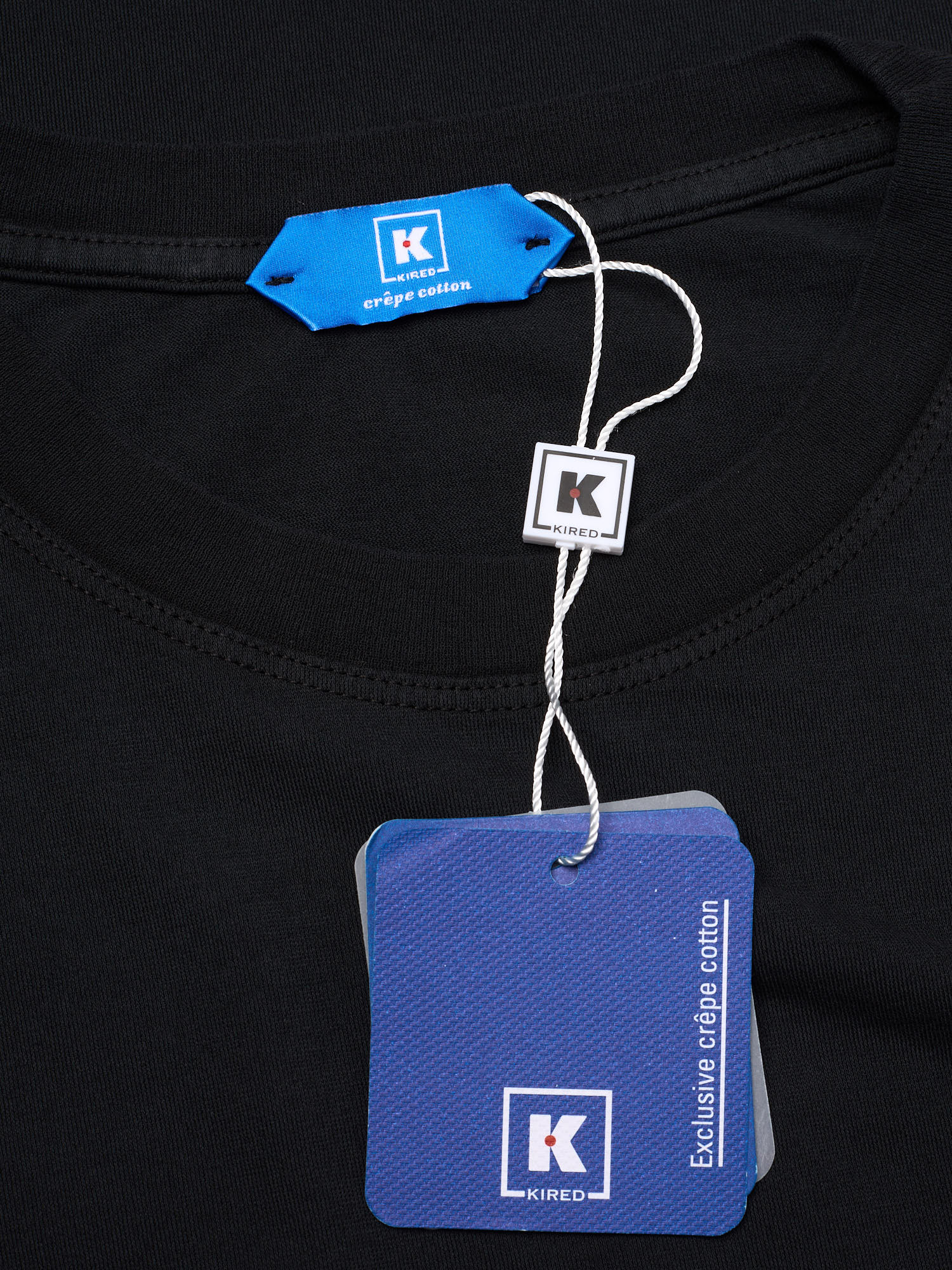 KITON KIRED "Kiss" Black Exclusive Crepe Cotton Short Sleeve T-Shirt