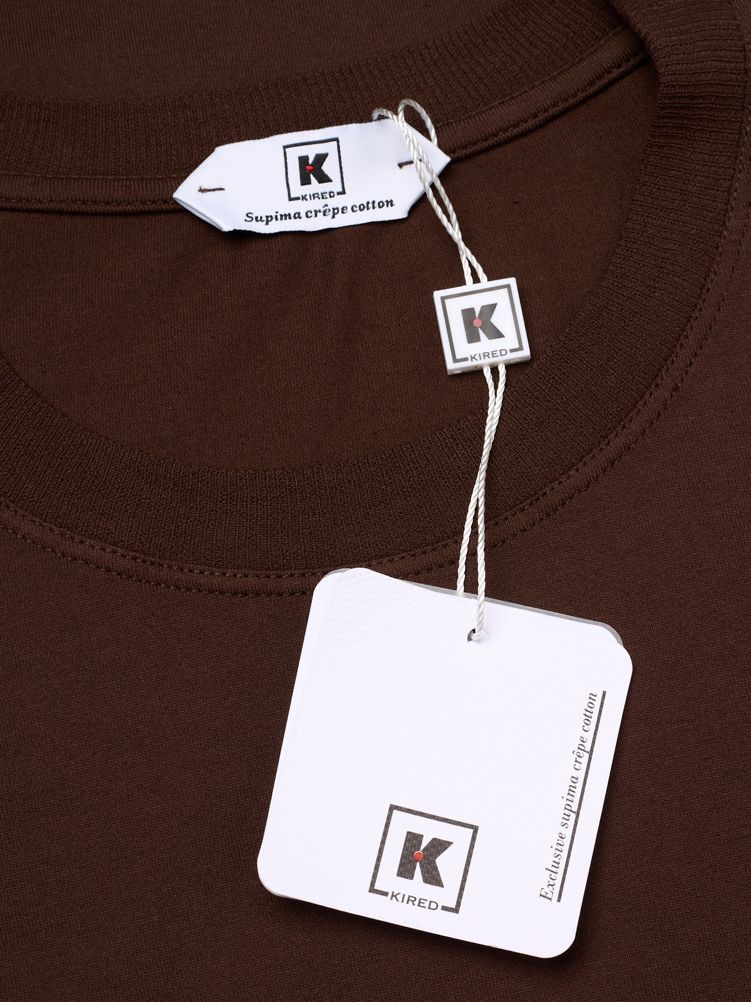 KITON KIRED "Kiss" Brown Exclusive Crepe Cotton Short Sleeve T-Shirt