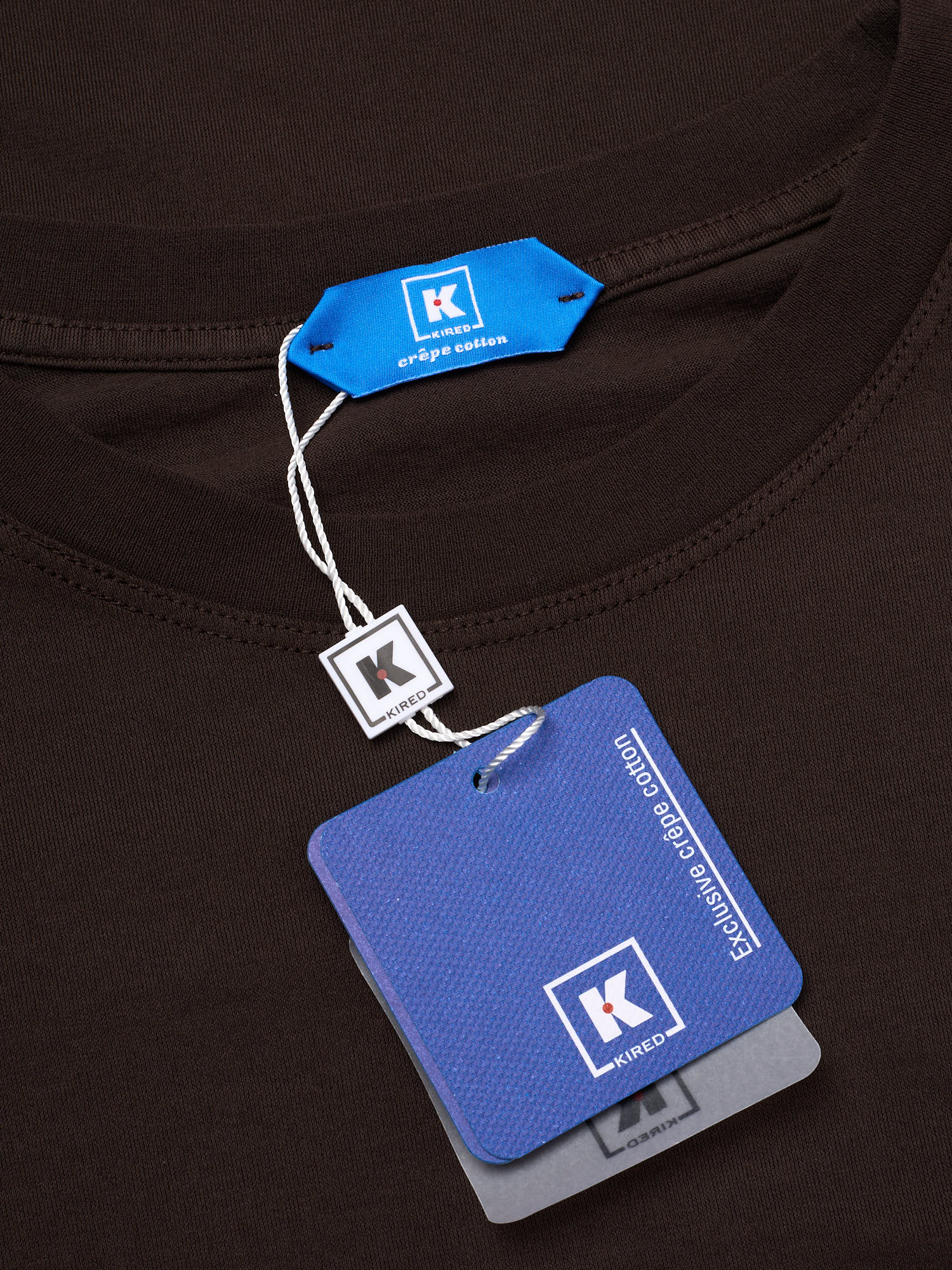 KITON KIRED "Kiss" Brown Exclusive Crepe Cotton Short Sleeve T-Shirt