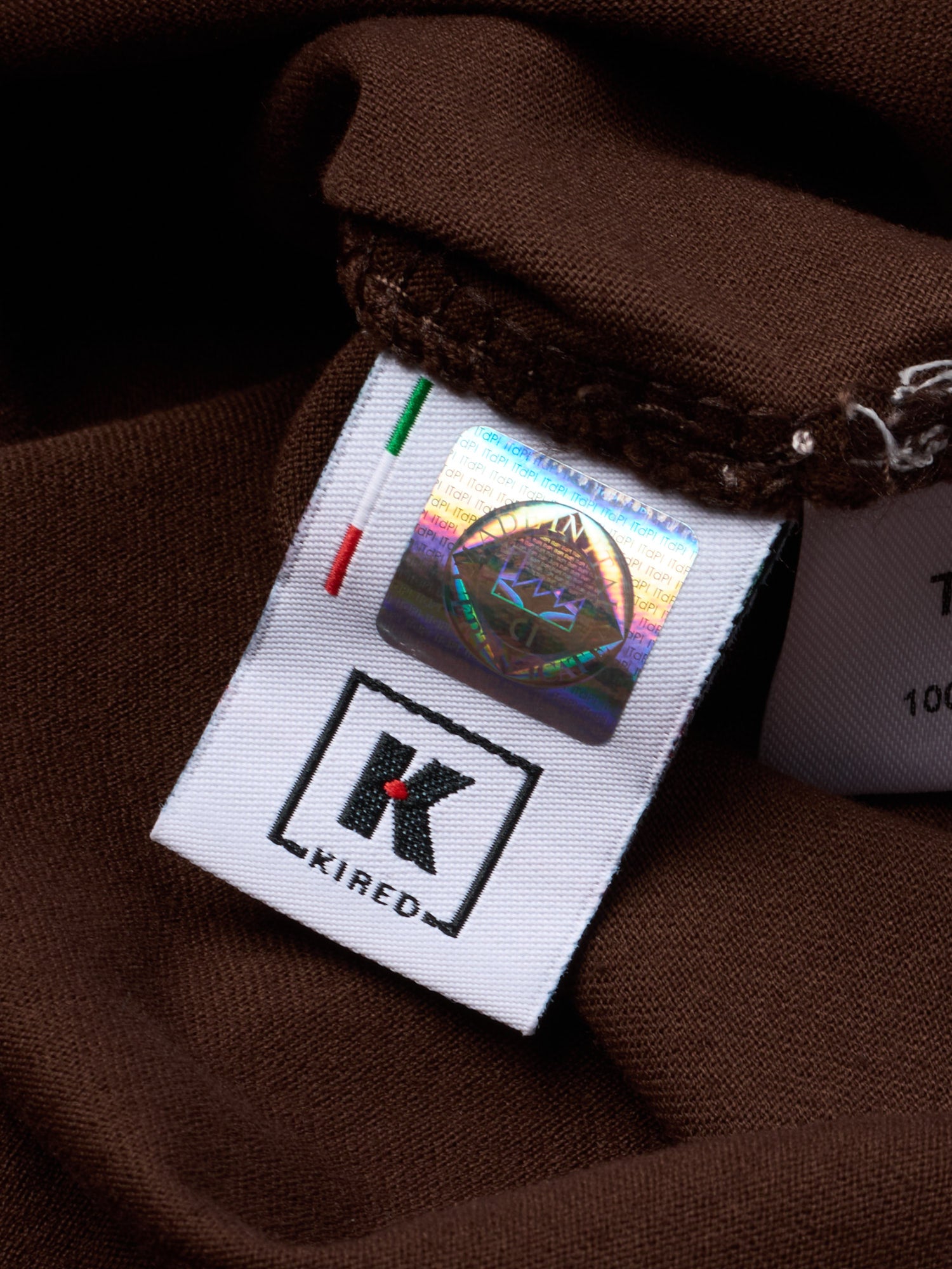 KITON KIRED "Kiss" Brown Exclusive Crepe Cotton Short Sleeve T-Shirt