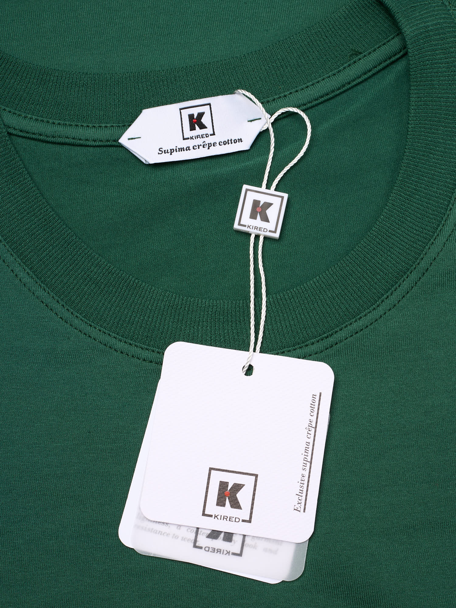 KITON KIRED "Kiss" Green Exclusive Crepe Cotton Short Sleeve T-Shirt