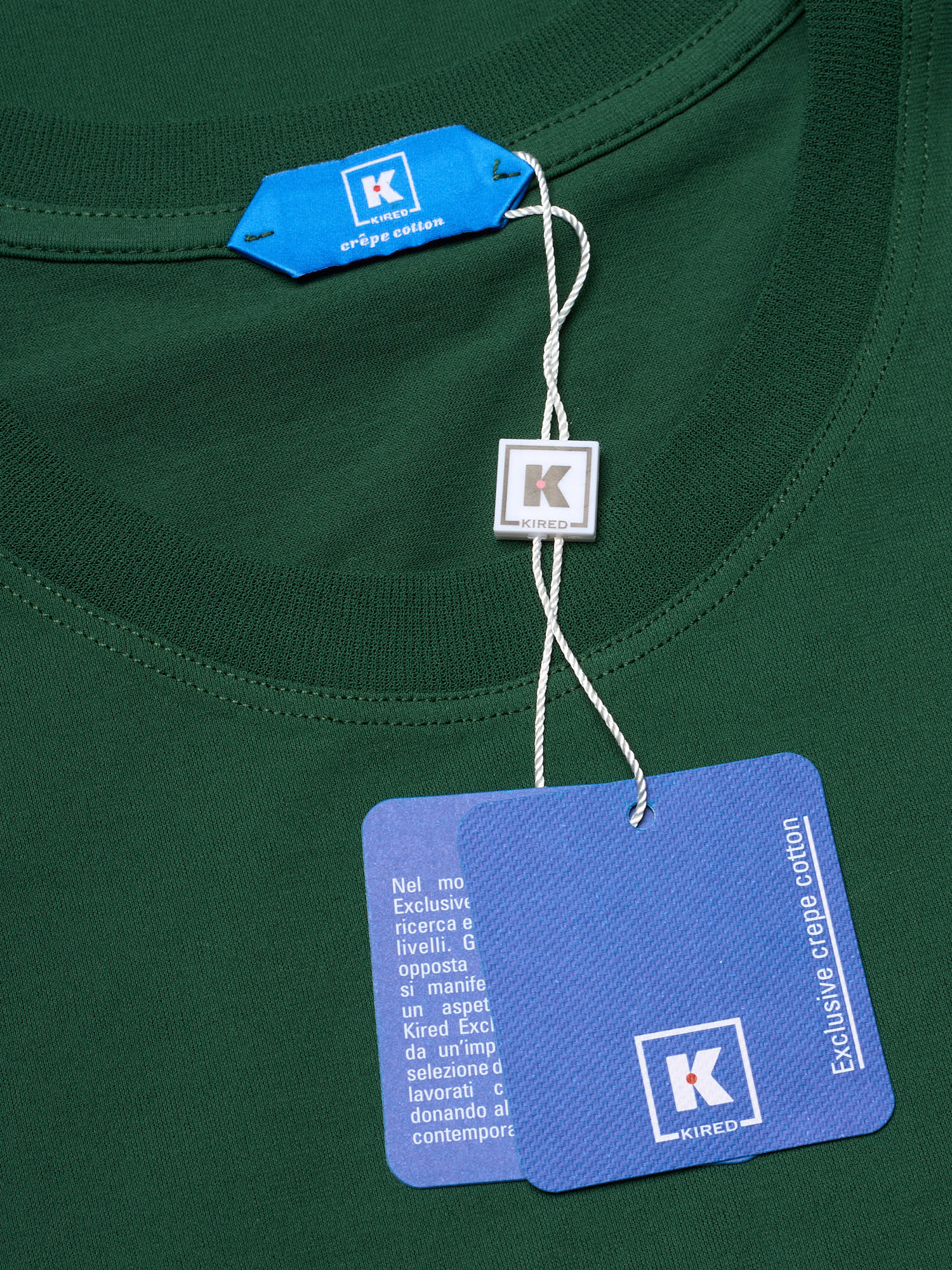 KITON KIRED "Kiss" Green Exclusive Crepe Cotton Short Sleeve T-Shirt