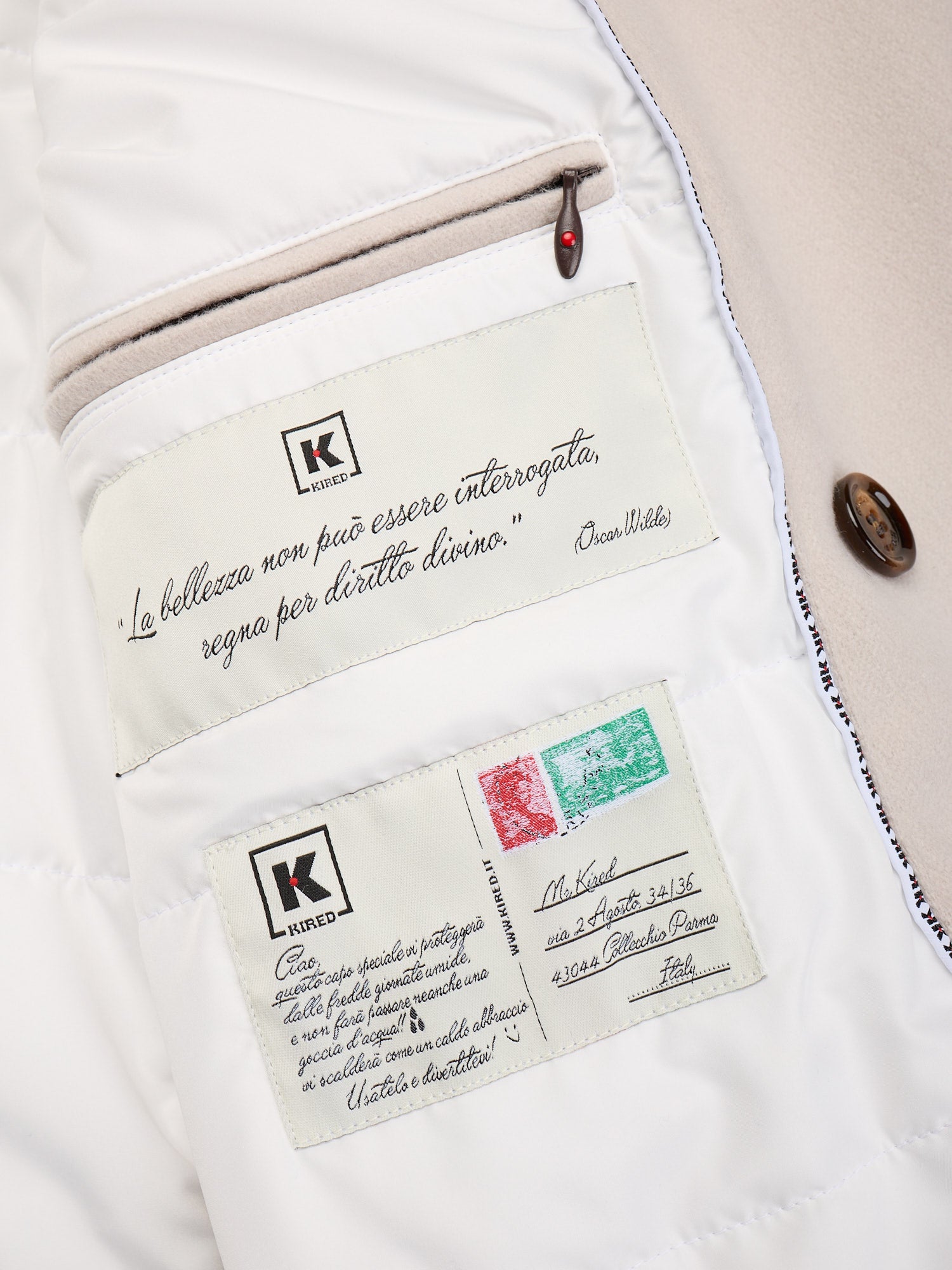 KITON KIRED "Oglio" Beige Flannel Cashmere DB Peacoat Jacket