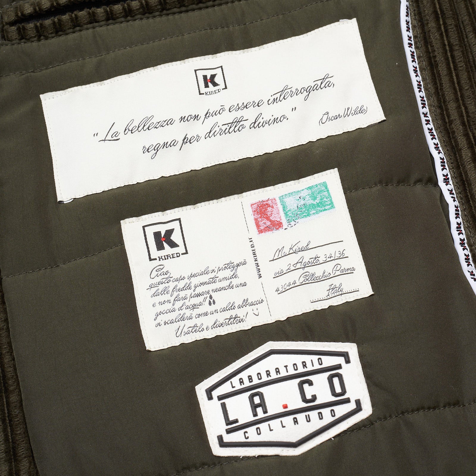 KITON KIRED "Oglio" Green Corduroy Primaloft DB Pea Coat Jacket EU 50 US 40 KIRED