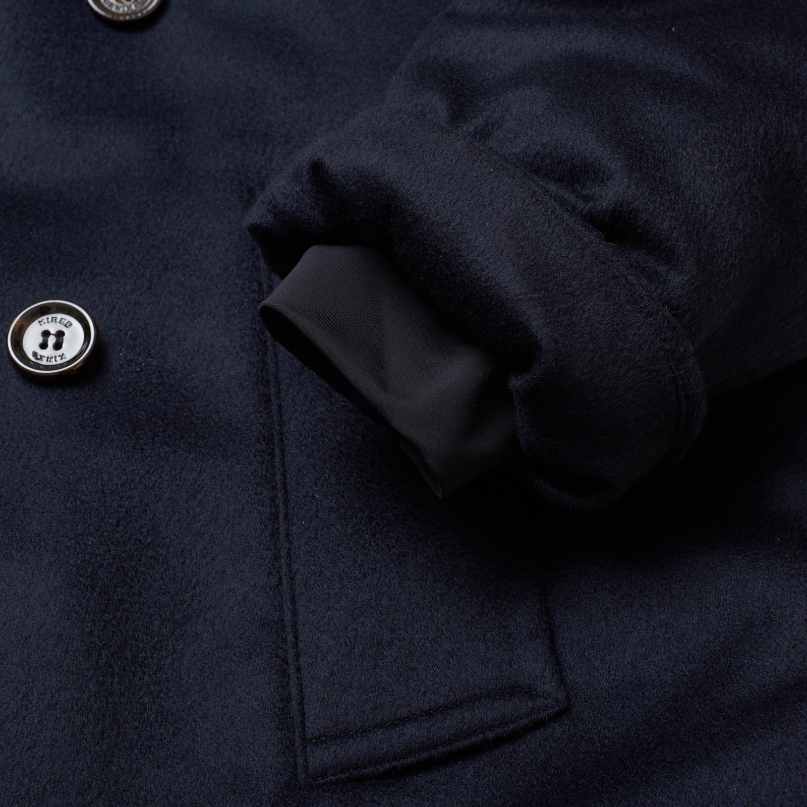 KITON KIRED "Oglio" Navy Blue Cashmere Primaloft DB Pea Coat Jacket EU 50 US 40 KIRED