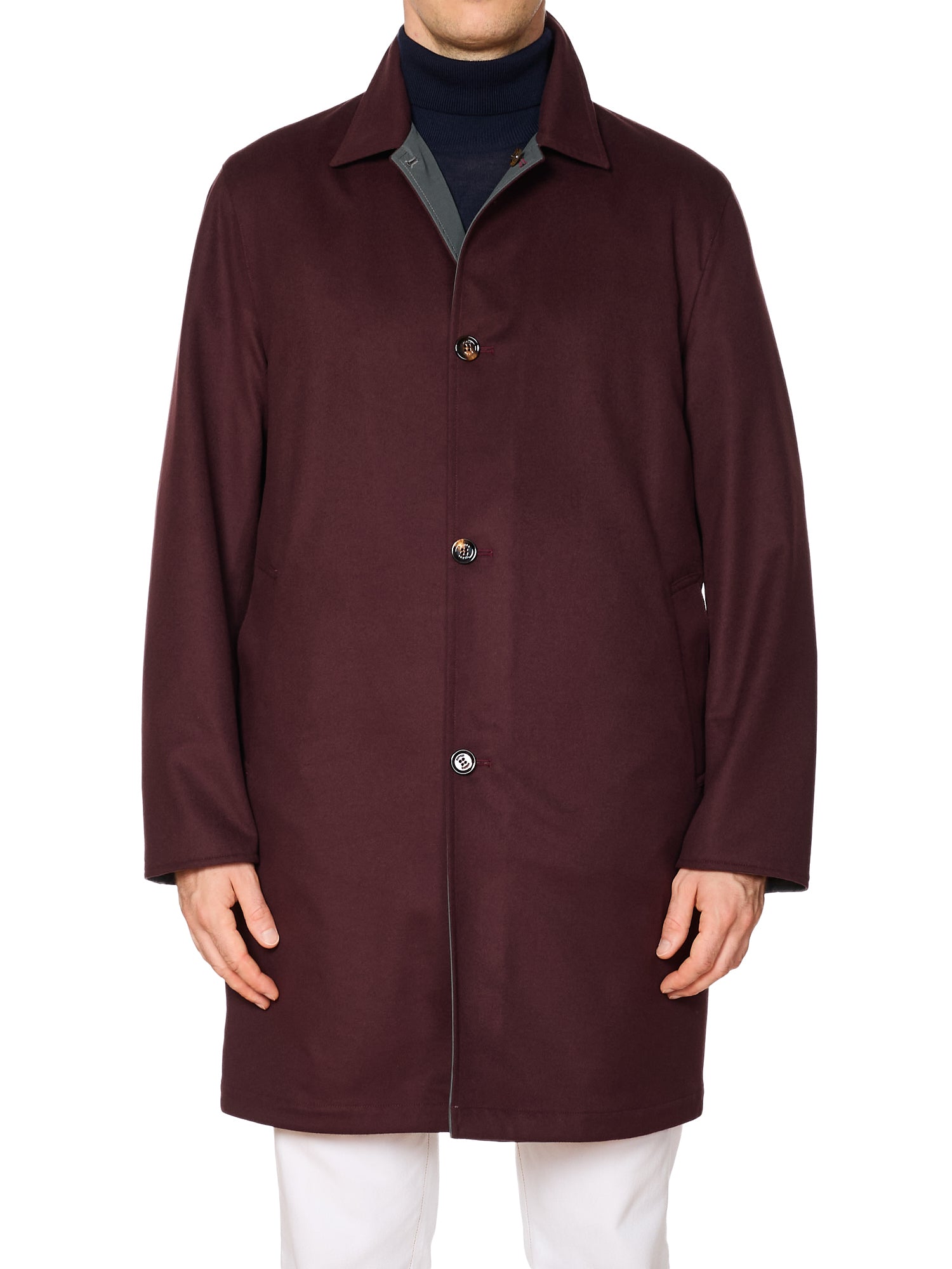 KITON KIRED "Peak" Burgundy-Gray  Reversible Double Faced Coat