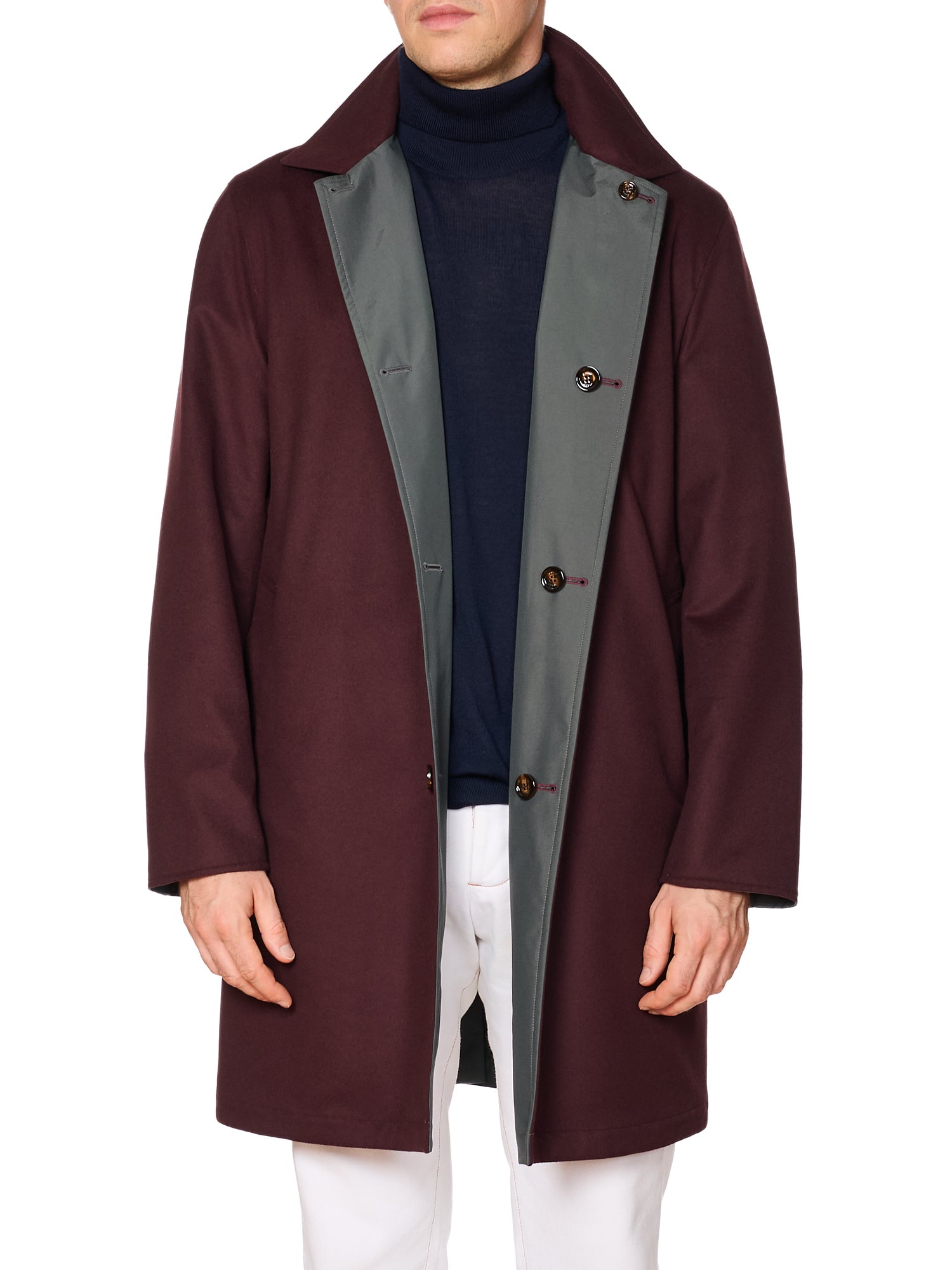 KITON KIRED "Peak" Burgundy-Gray  Reversible Double Faced Coat