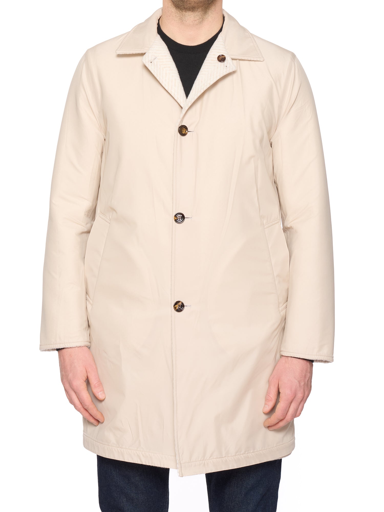 KITON KIRED "Peak" Cream Heavy Reversible Double Sided Coat Zegna Cloth