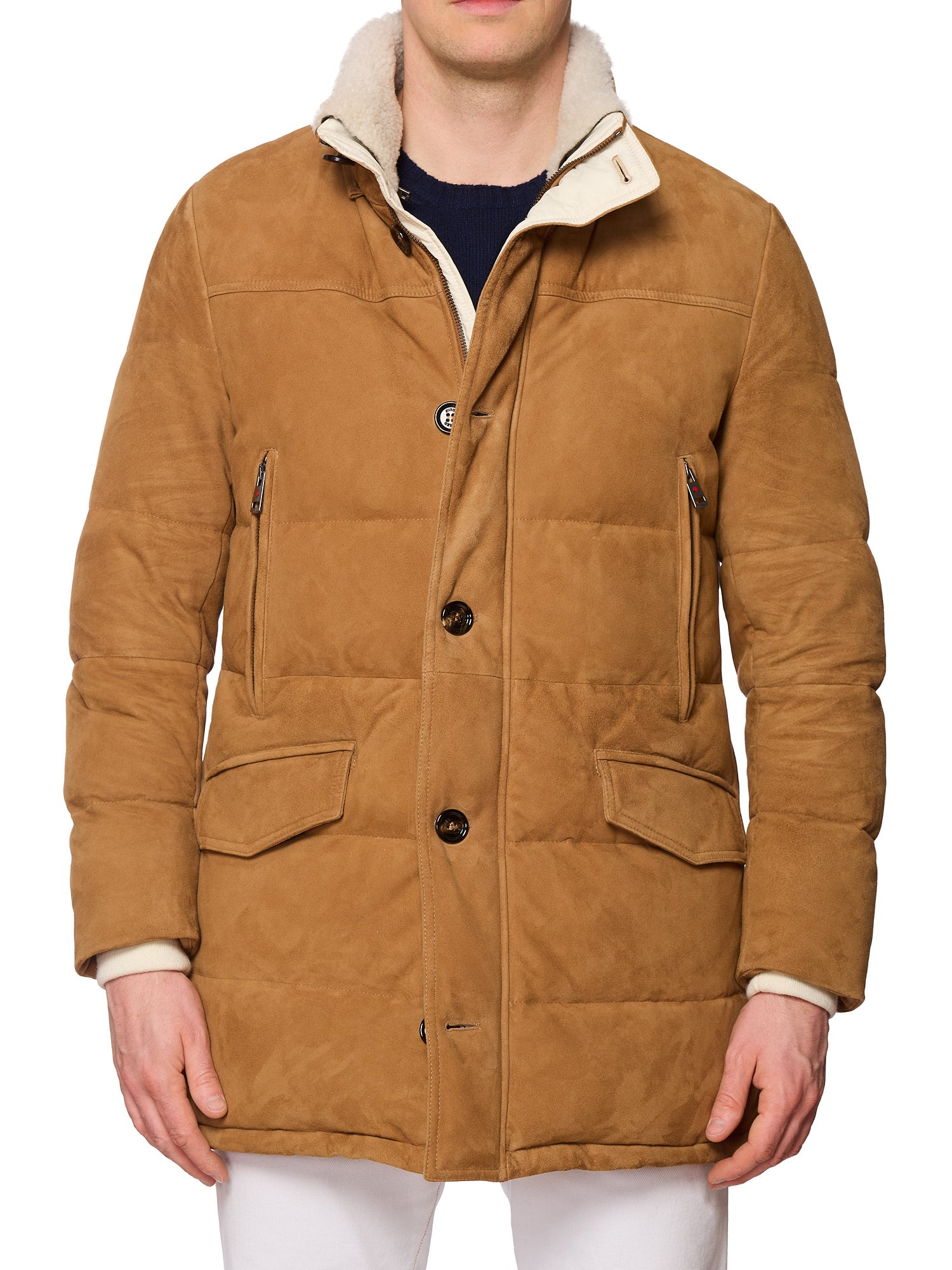 KITON KIRED "Po" Camel Color Down Padded Shearling Collar Parka EU 48 US S 2025