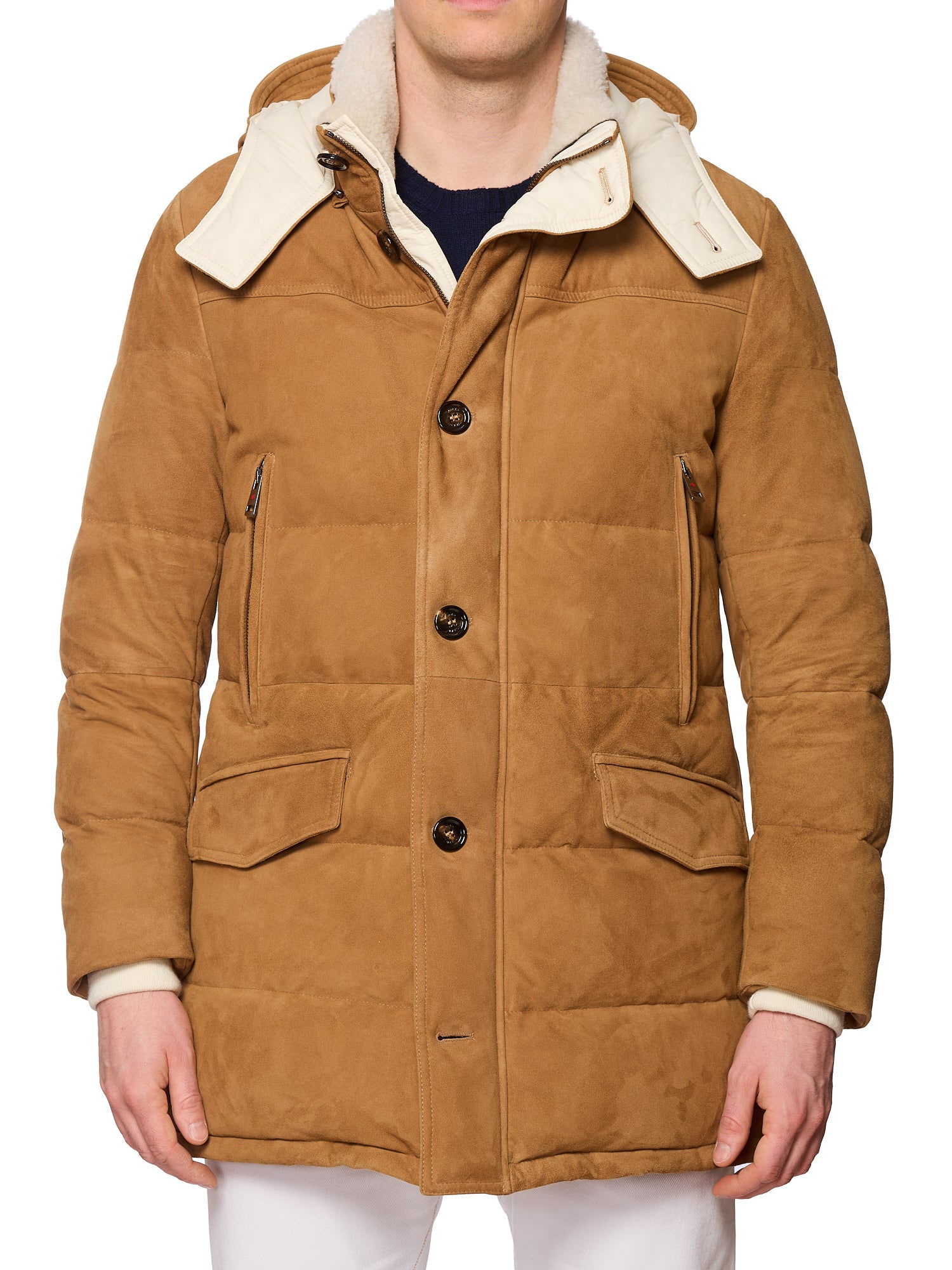 KITON KIRED "Po" Camel Color Down Padded Shearling Collar Parka EU 48 US S 2025