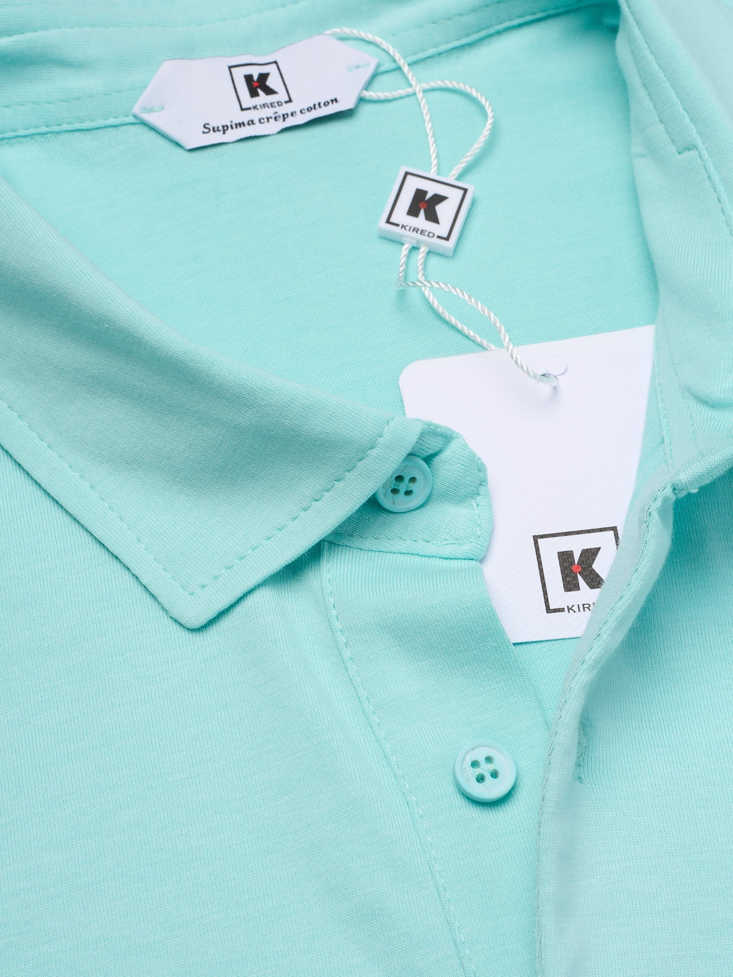 KITON KIRED "Positano" Turquoise Exclusive Supima Cotton Short Sleeve Polo