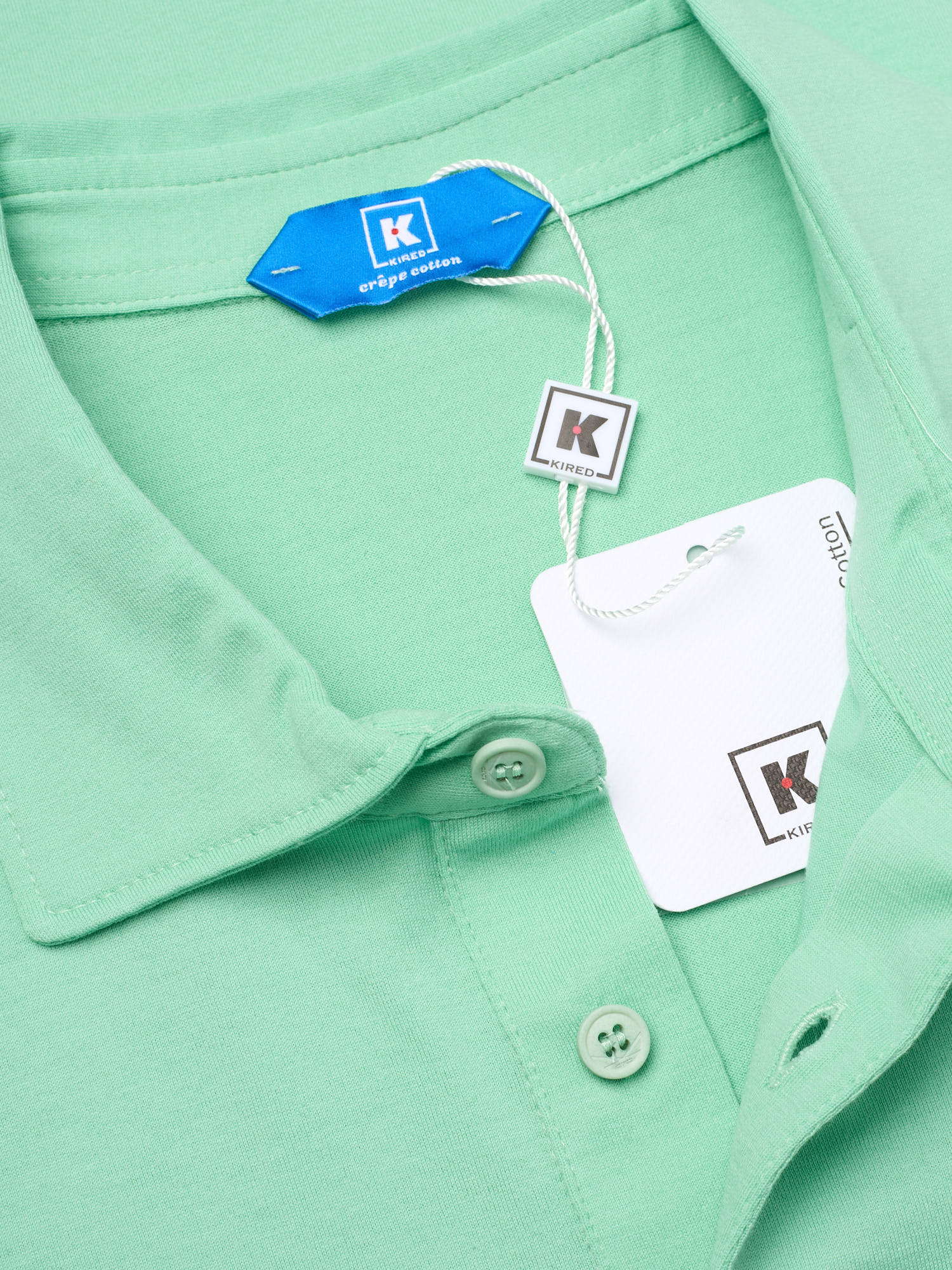 KITON KIRED "Positano" Green Exclusive Crepe Cotton Short Sleeve Polo