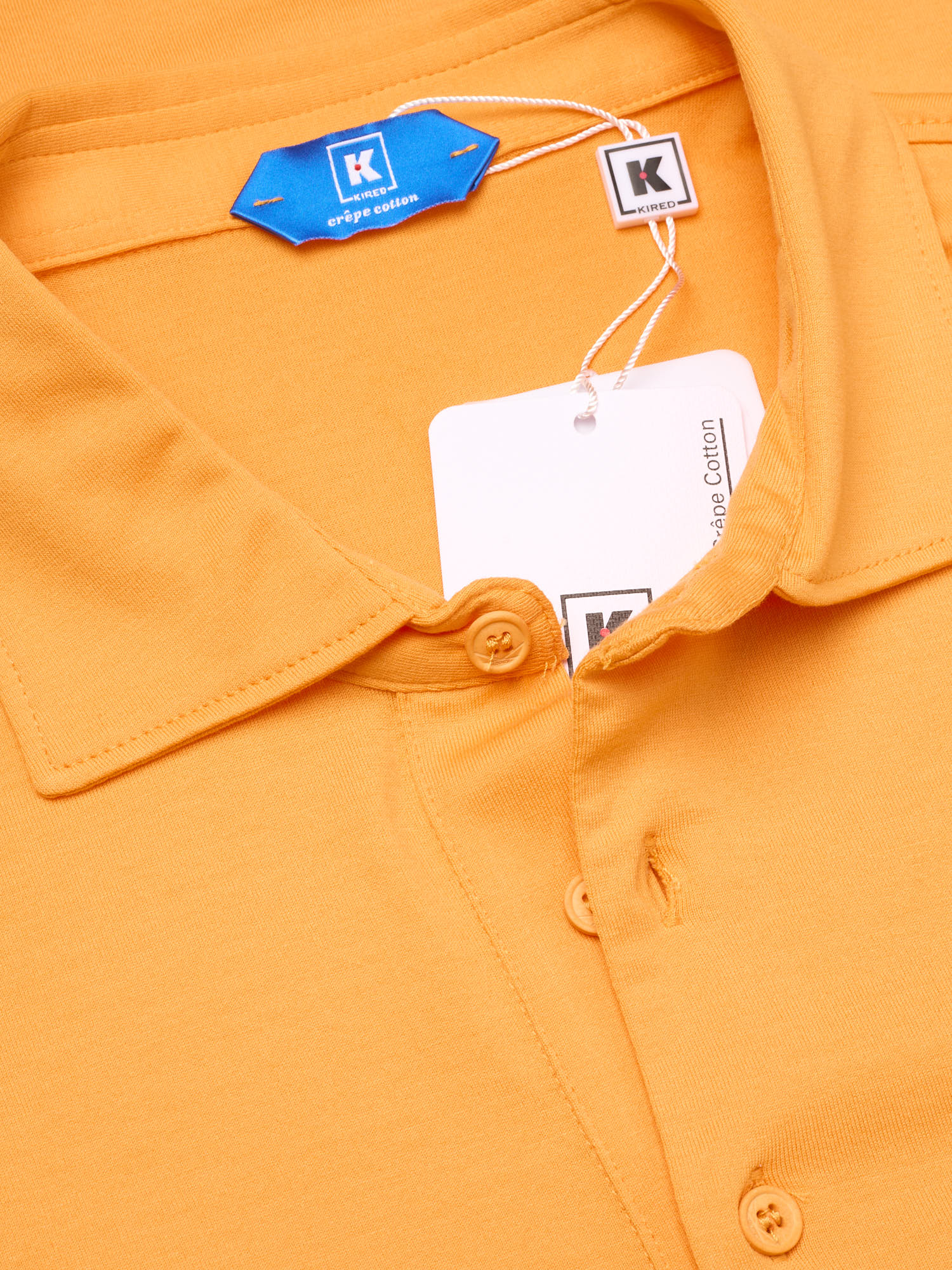 KITON KIRED "Positano" Orange Exclusive Crepe Cotton Short Sleeve Polo