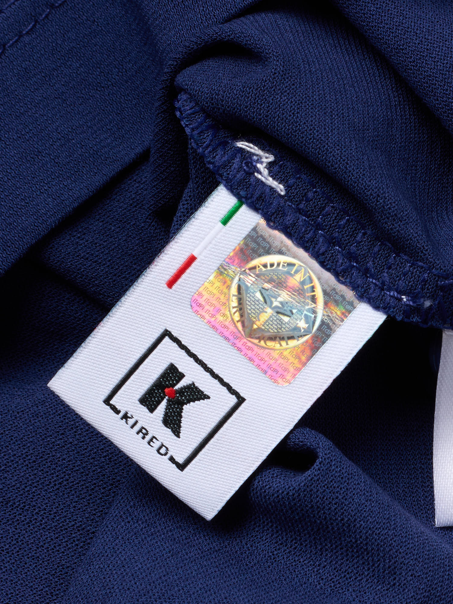 KITON KIRED "Positano" Navy Blue Exclusive Crepe Cotton Short Sleeve Polo