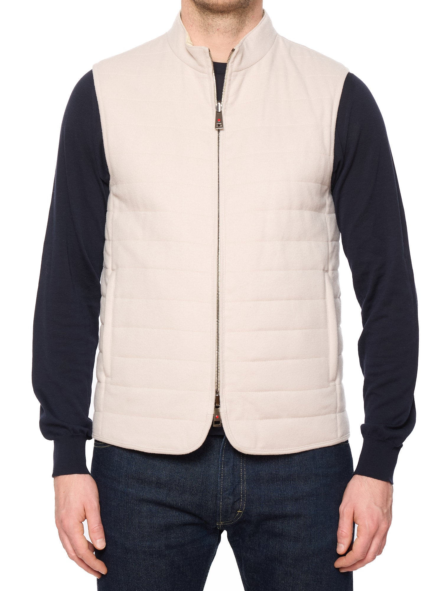 KITON KIRED "Rea" Cream Reversible Loro Piana Tasmanian Super 170's Wool Vest