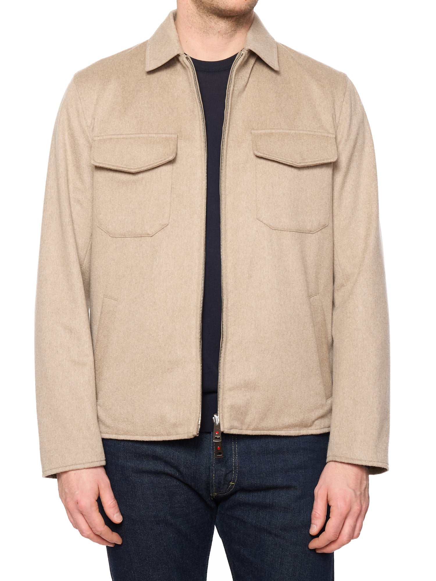 KITON KIRED "Sele" Beige Cashmere Reversible Double Face Utility Jacket