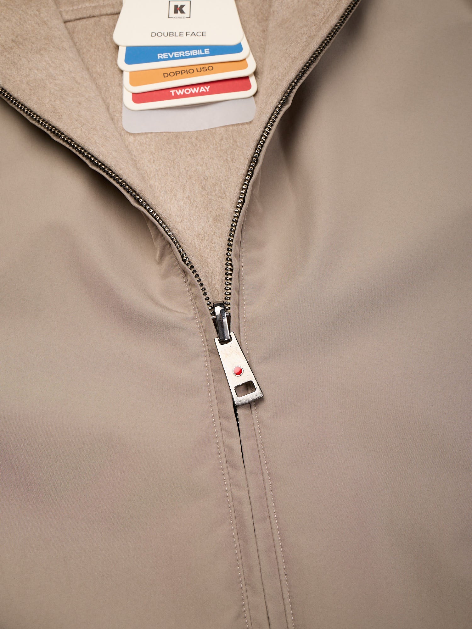 KITON KIRED "Sele" Beige Cashmere Reversible Double Face Utility Jacket