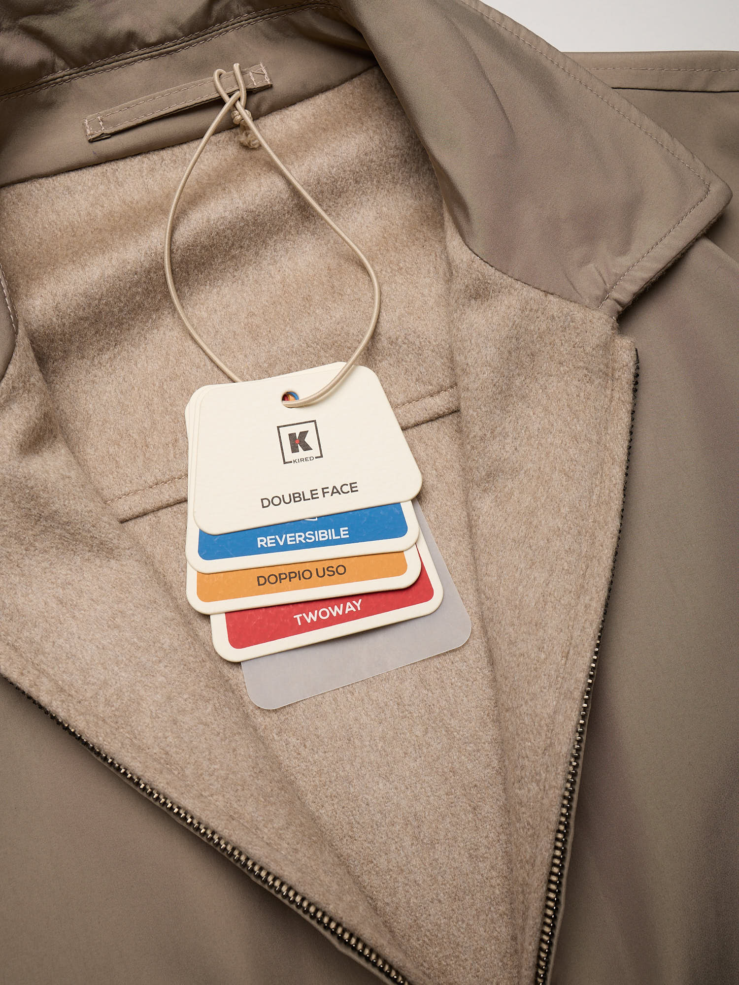 KITON KIRED "Sele" Beige Cashmere Reversible Double Face Utility Jacket