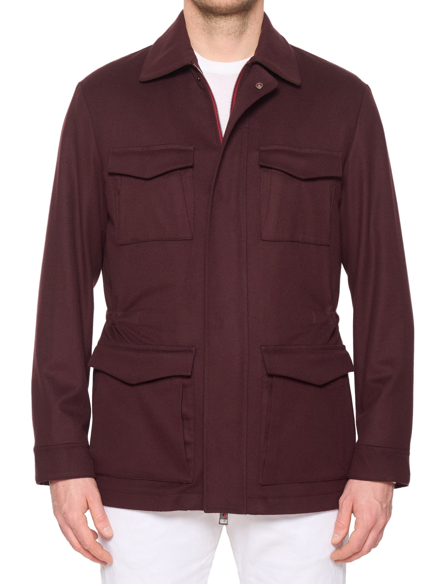 KITON KIRED "Spina" Burgundy Virgin Wool Jacket with Removable Vest 3 in 1