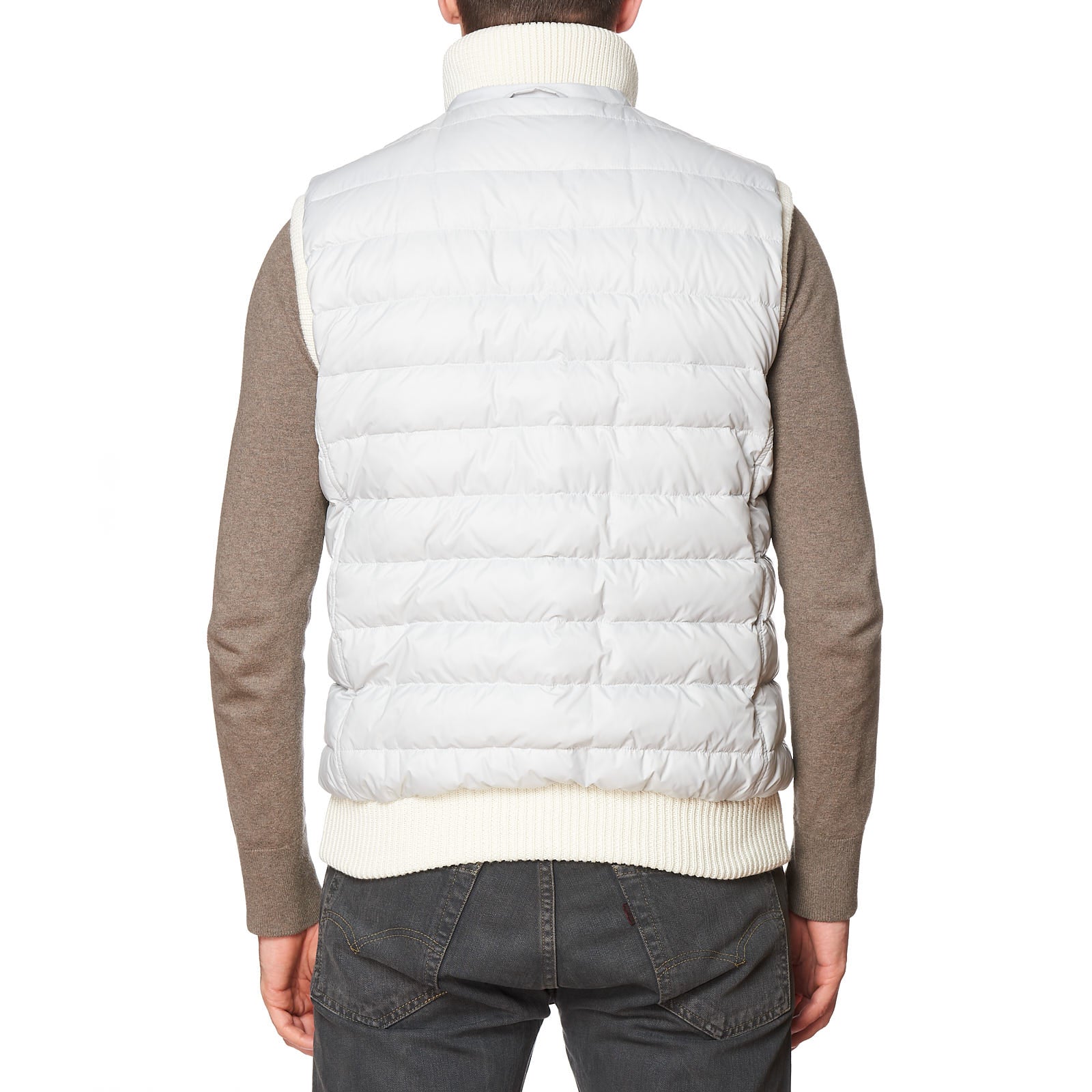 KITON KIRED "Tai" Gray-Beige Wool Knitted Goose Down Reversible Puffer Vest 50 M KIRED