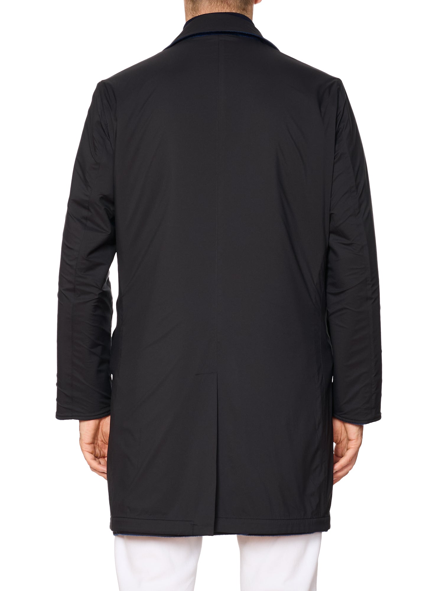 KITON KIRED "Peak" Blue-Black Double Sided Reversible Coat