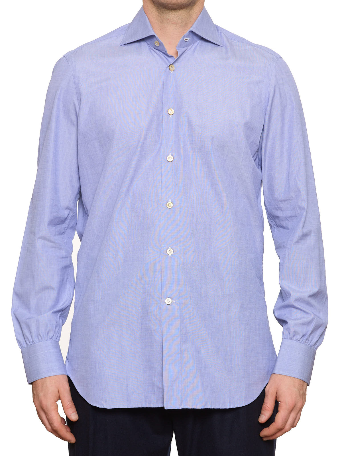 KITON Napoli Handmade Blue Cotton Chambray Dress Shirt 16 NEW 40