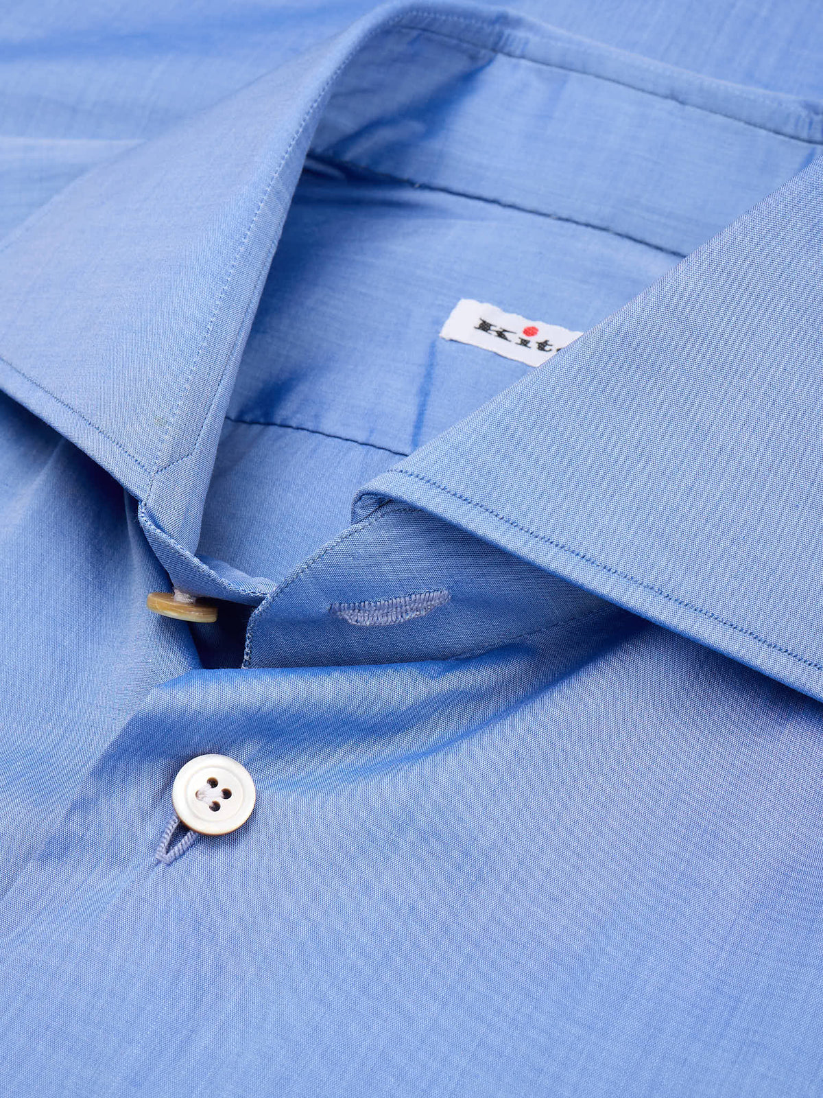 KITON Napoli Handmade Blue Cotton Dress Shirt 40 NEW 15.75 Slim