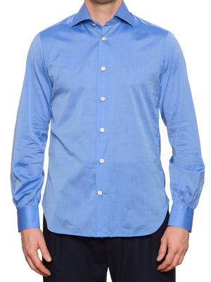 KITON Napoli Handmade Blue Cotton Dress Shirt 40 NEW 15.75 Slim