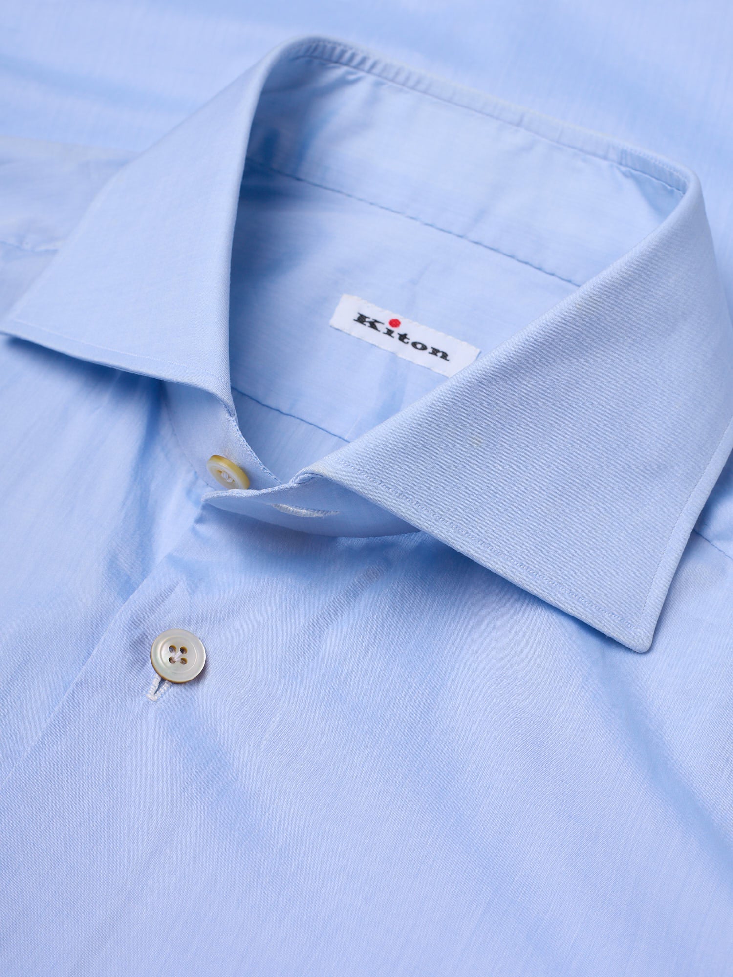 KITON Napoli Blue Cotton Dress Shirt EU 41 US 16 Slim