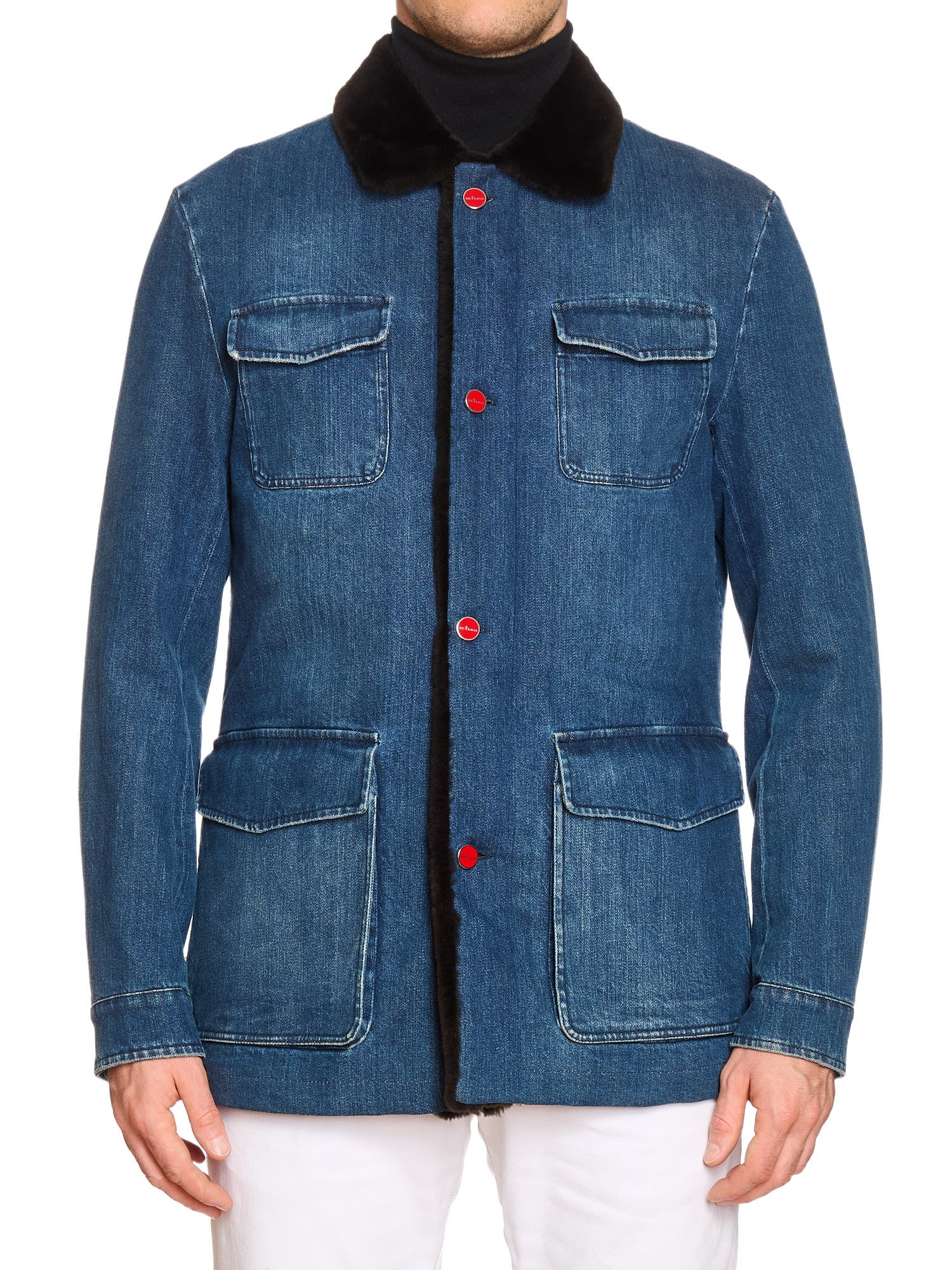 KITON Napoli Blue Denim Field Jacket Beaver M